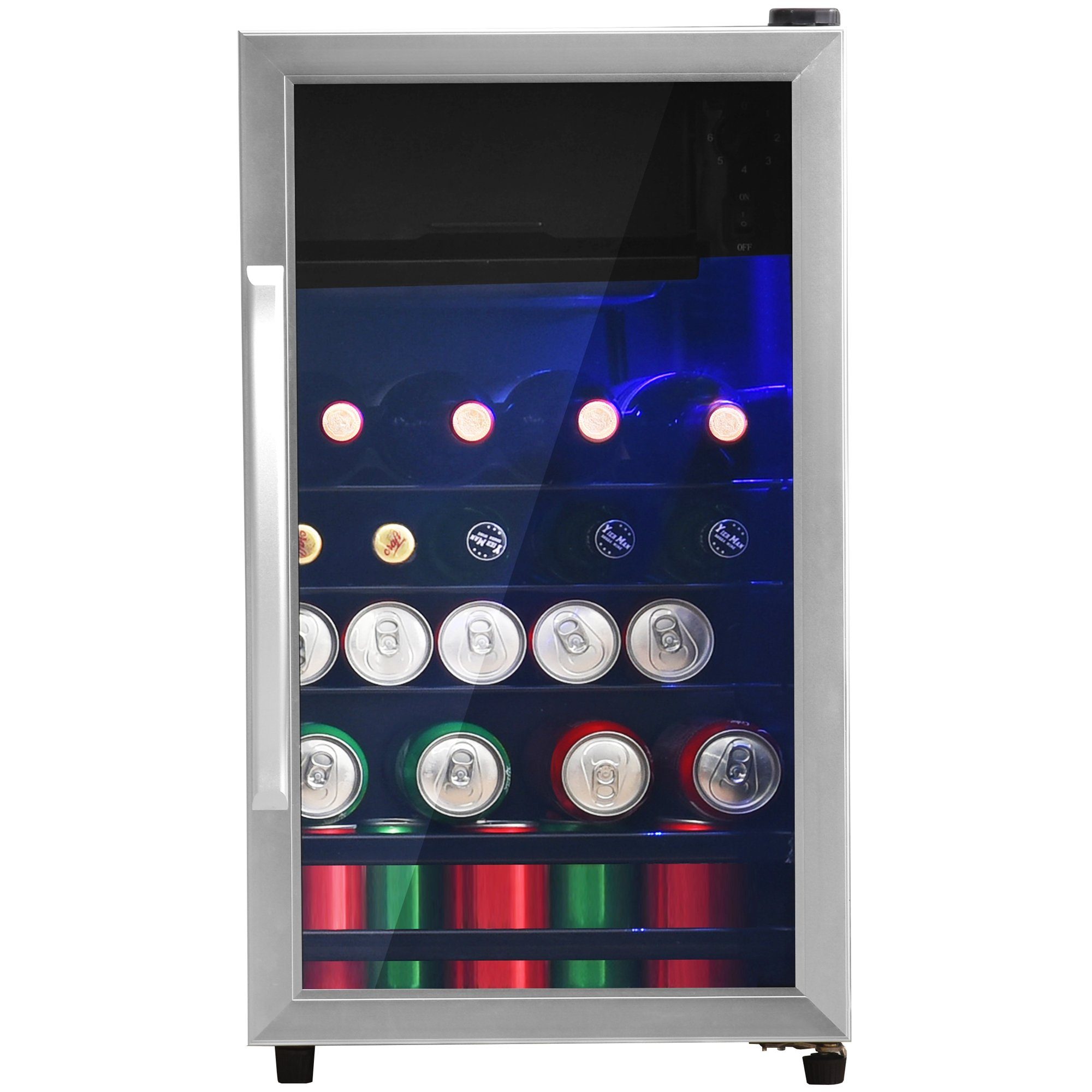 Merax Kühlschrank mit Gefrierfach, LED-Beleuchtung, Kühl- und ...