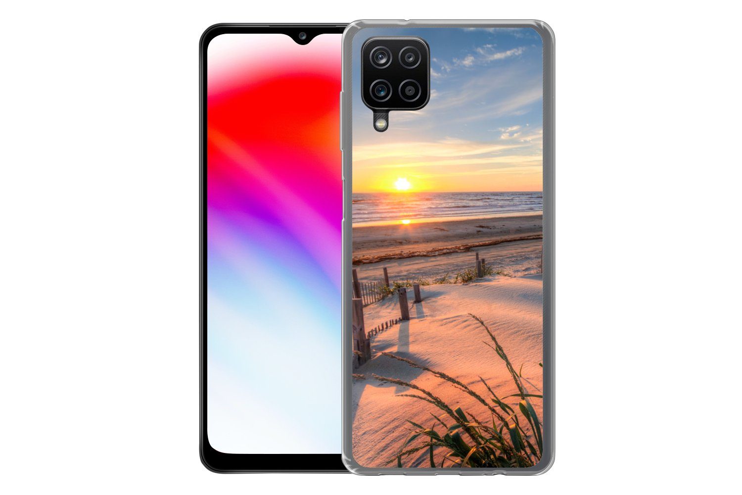 MuchoWow Handyhülle für Samsung Galaxy A12 Strand - Meer - Düne - Sonnenuntergang - Landsc, Smartphone-Bumper, Print, Handy Schutzhülle Dünn