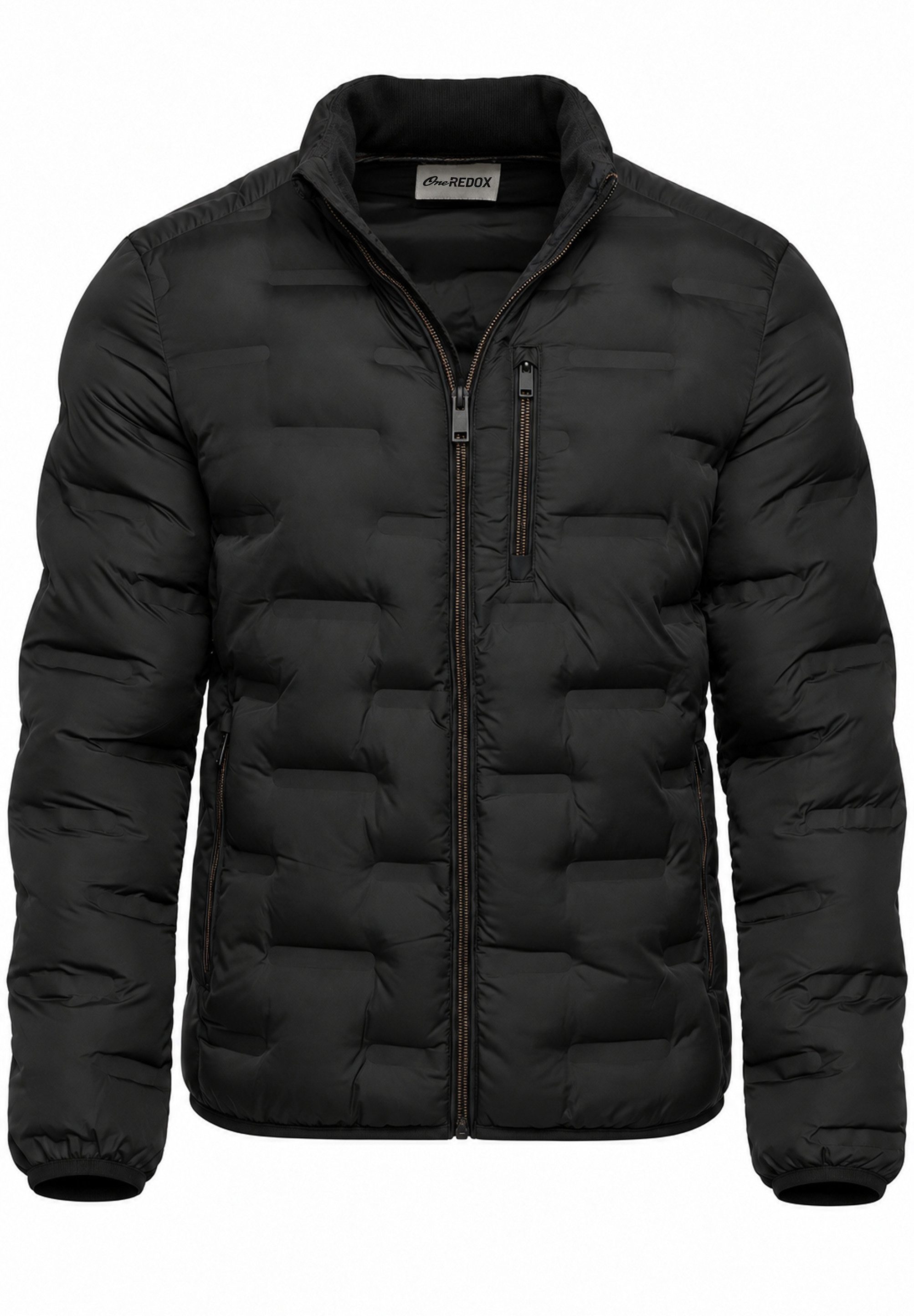 OneRedox Winterjacke mit Stehkragen als Pufferjacke - Steppjacke Herren Outdoor Jacke für den Winter mit Rippbündchen