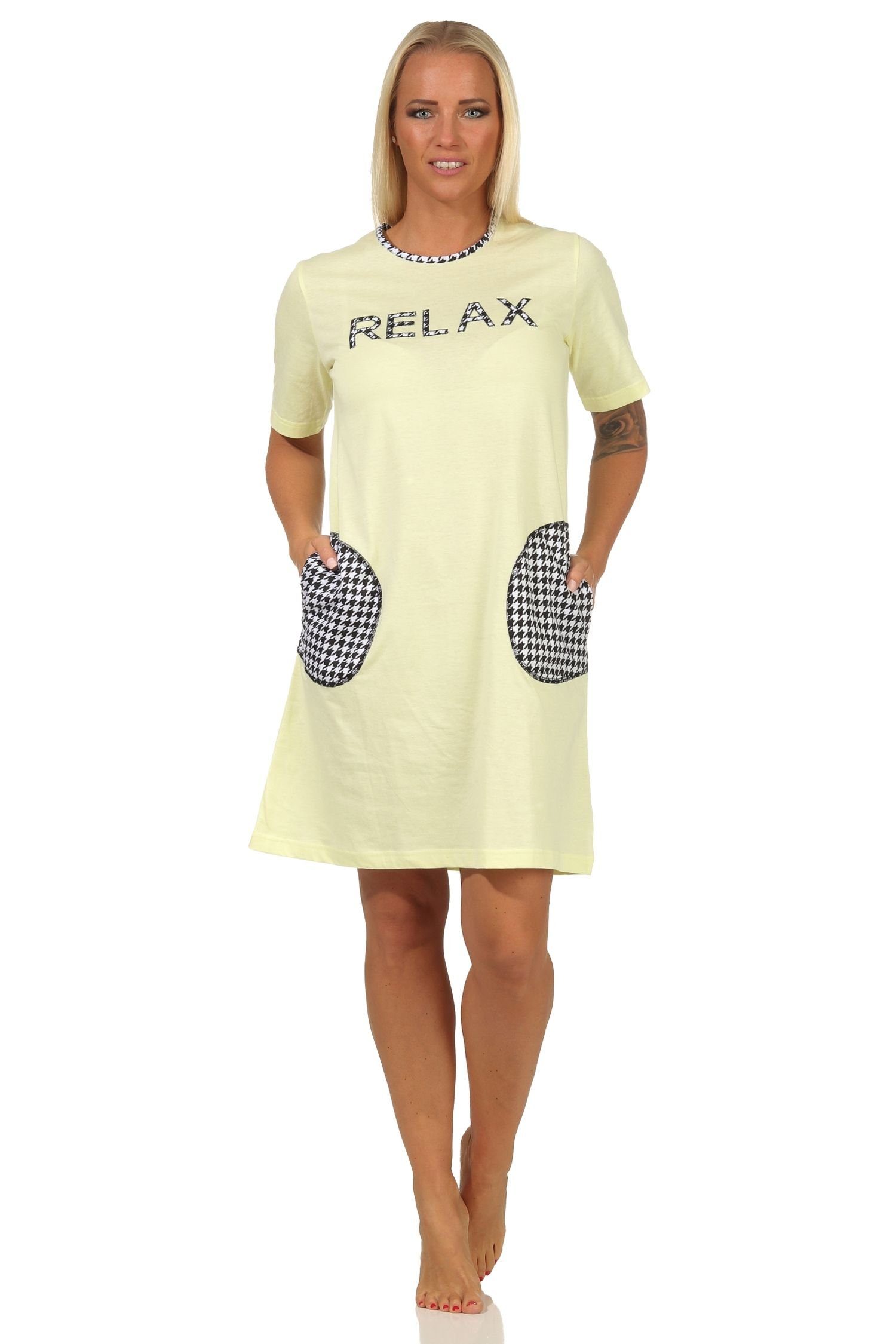 Normann Nachthemd »Elegantes Damen kurzarm Nachthemd mit aufgesetzten  Taschen – auch in Übergrössen« online kaufen | OTTO