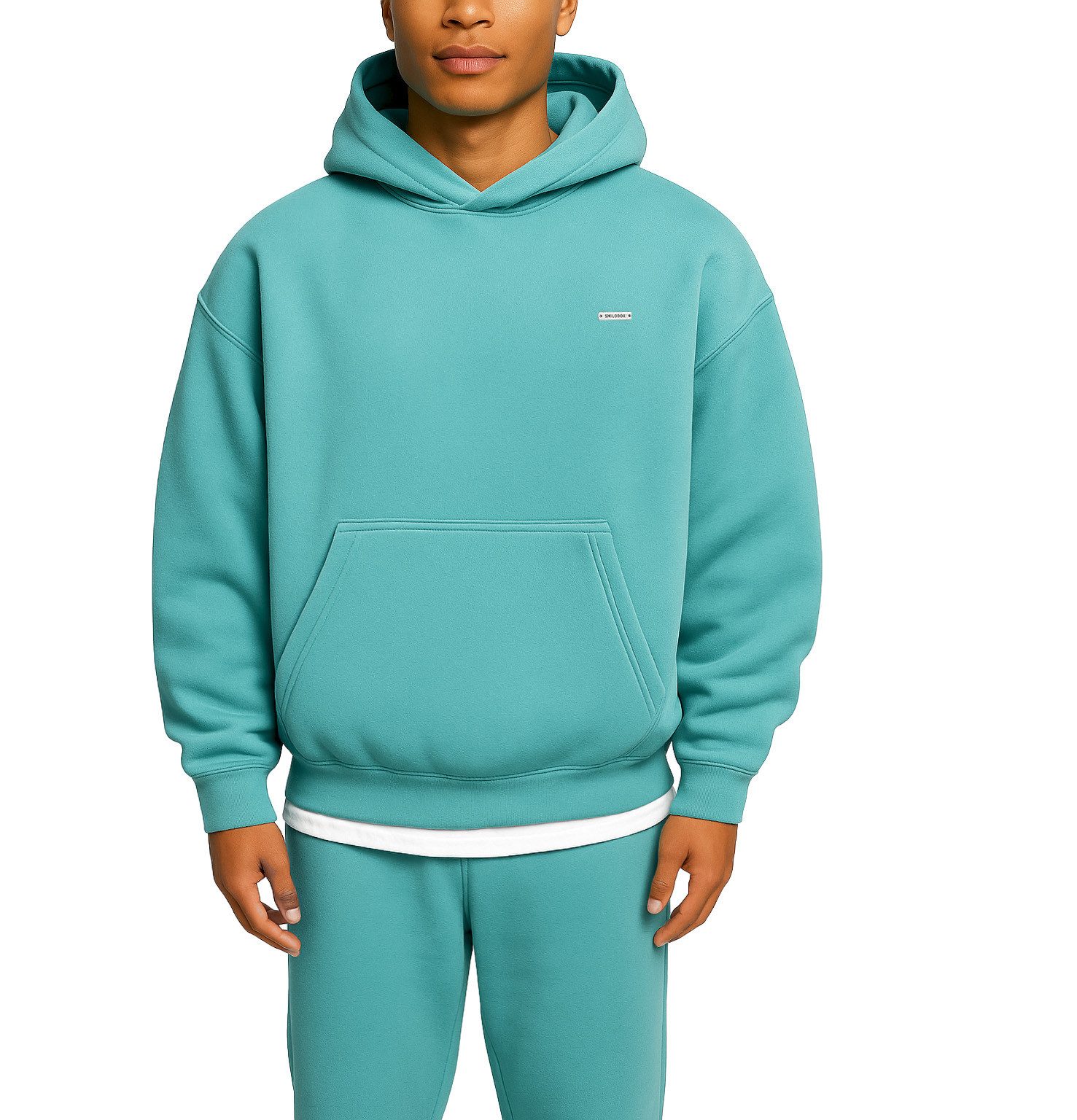 Smilodox Hoodie Dawson, Hochwertiger Kapuzenpullover im Oversize Fit, Sweatshirt Sweater Lässig Kängerutasche Metallabel hoher Baumwollanteil