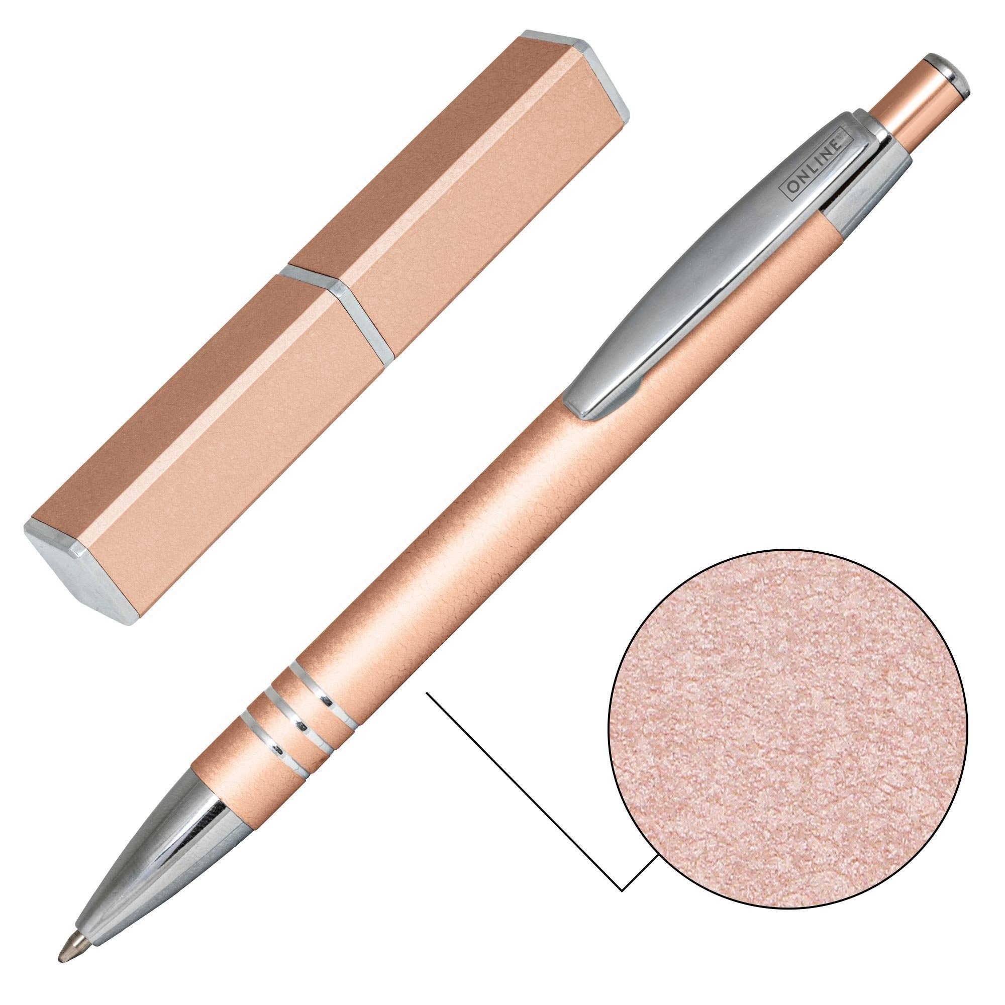 Online Pen aus in Graphite mit Metallclip, Pen Geschenkbox Aluminium, Rosegold Druckkugelschreiber, Kugelschreiber