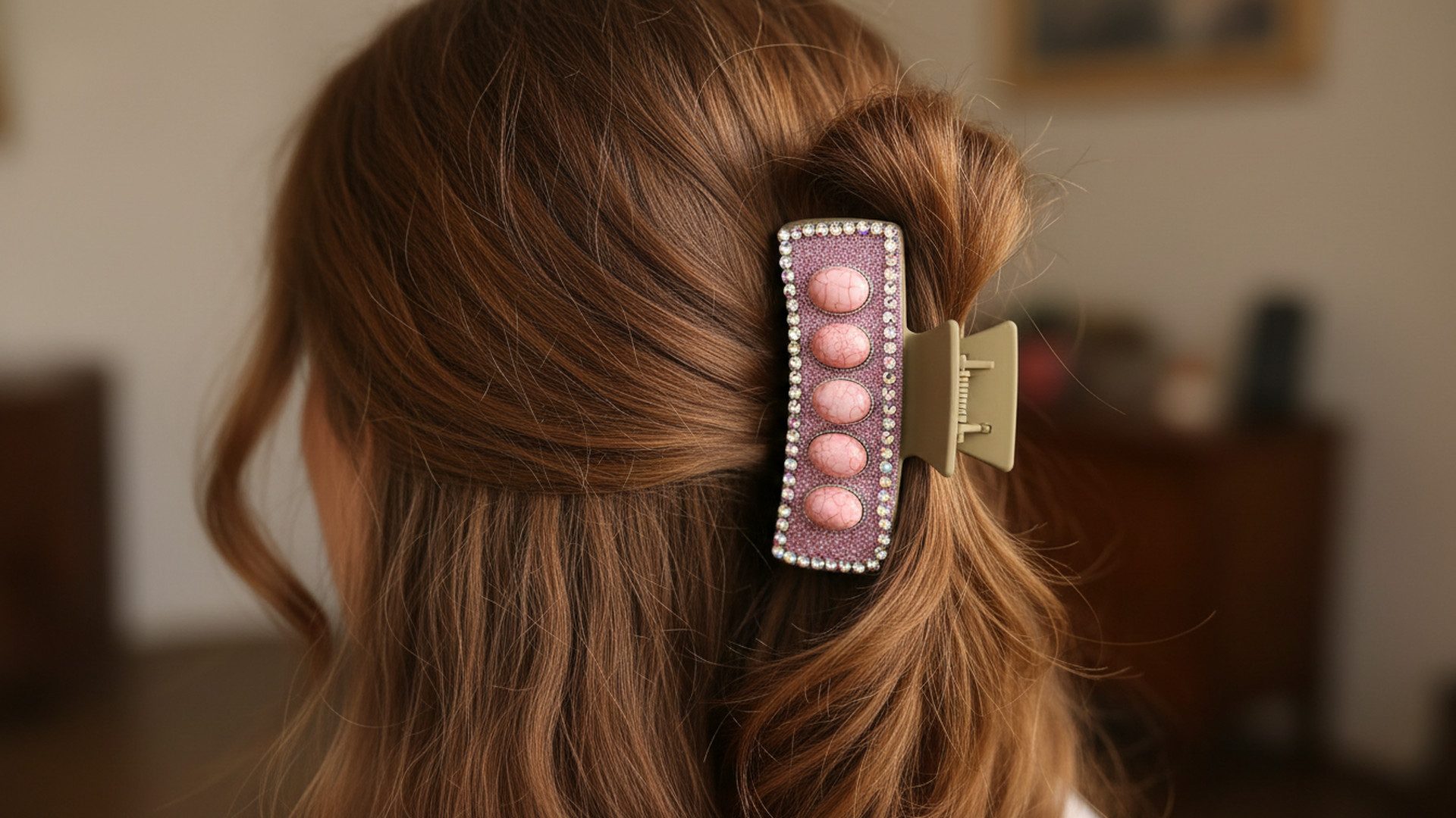 LK Trend & Style Haarspange Boho Pink Rechteck Clip, setzen Sie ein modisches Statement, Sie ist die ultimative Allrounderin, die jeden Look aufwertet
