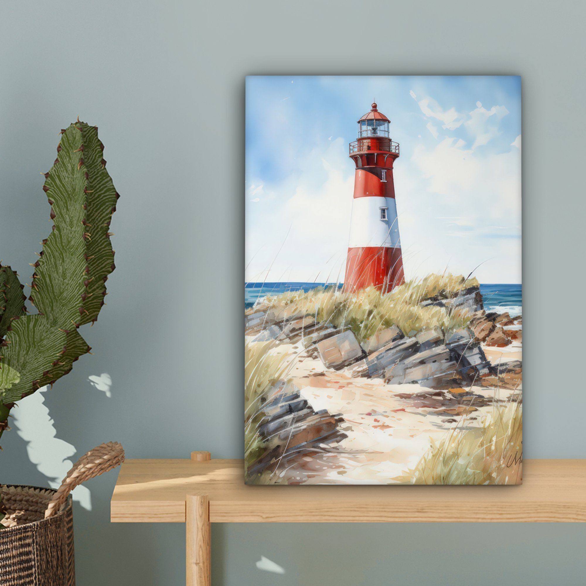 OneMillionCanvasses® Leinwandbild Leuchtturm - Felsen - Meer - Natur - Maritim, Fotodruck (1 St), Leinwand Canvas Wandbild, Wanddekoration 20x30 cm – Bild 3 von 5