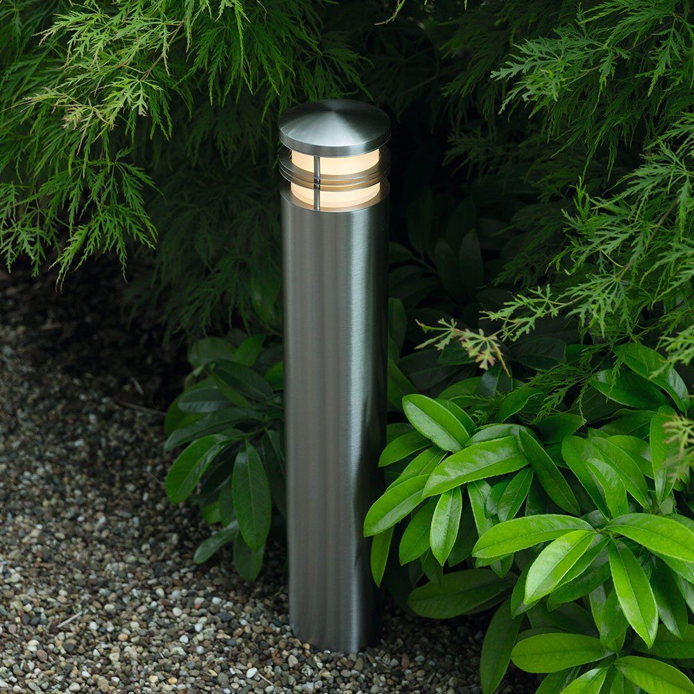HEITRONIC Außen-Stehlampe, Leuchtmittel nicht inklusive, Außenlampe Wegelampe Stehleuchte Garten IP44 Edelstahl silber E27 60cm