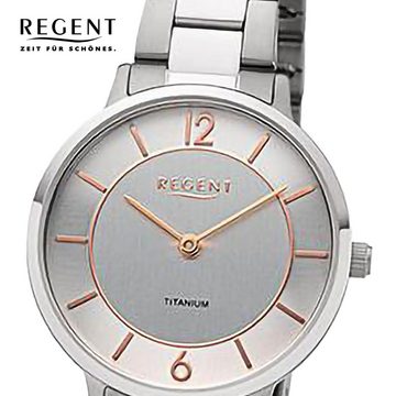 Regent Quarzuhr Regent Damen Armbanduhr Analog, (Analoguhr), Damen Armbanduhr rund, extra groß (ca. 31,5mm), Metallarmband
