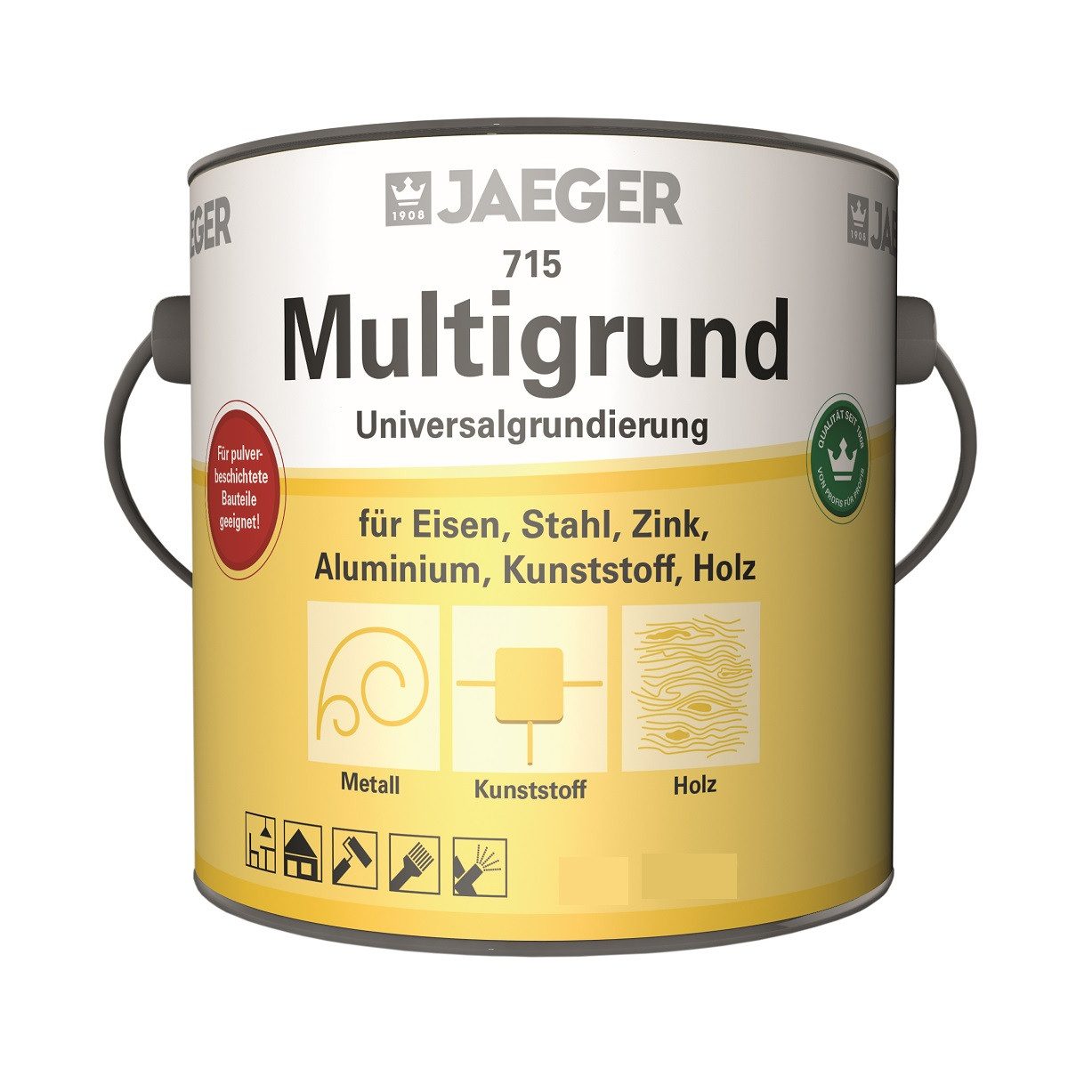 Jaegerlacke Universalgrundierung 715 Multigrund mit Rostschutz, für Metall, Kunststoff, Holz