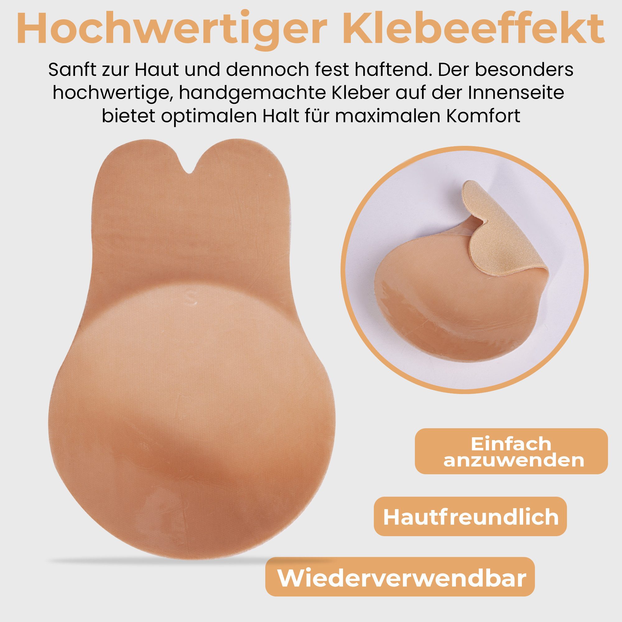Dilara BH-Einlagen Rabbit Glue Bra 2er Set, Klebe Hase Push-Up BH trägerlos & rückenfrei, mit handaufgetragenem Kleber & Wiederverwendbar