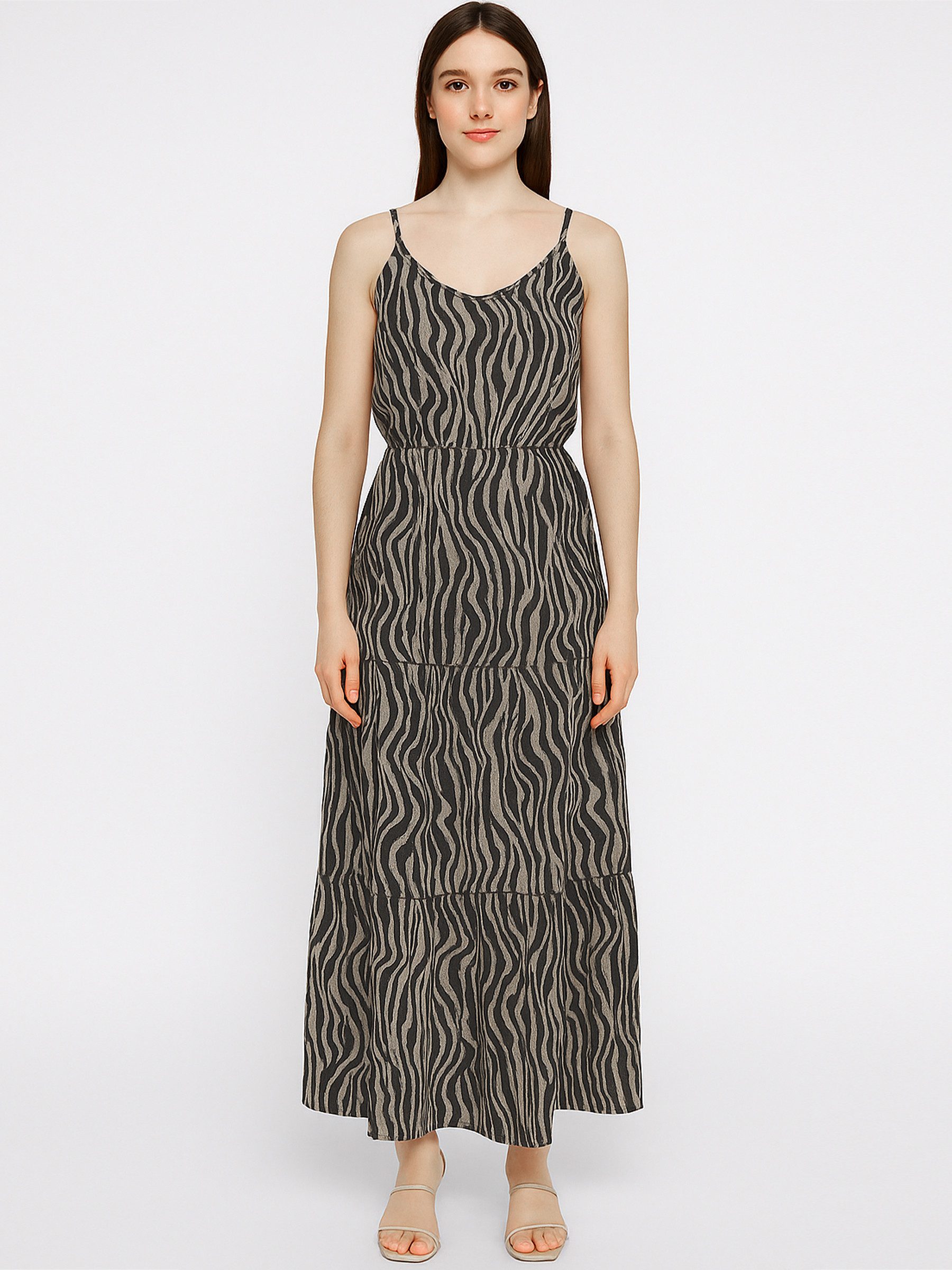 SUBLEVEL Shirtkleid DOB Maxi Volant-Design mit Spaghettiträgern (lang) DOB_Dresses