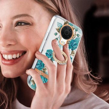 Wigento Handyhülle Für Nokia G20 / G10 Silikon Case TPU mit Ring Flower Motiv 2 Schutz Hülle Cover