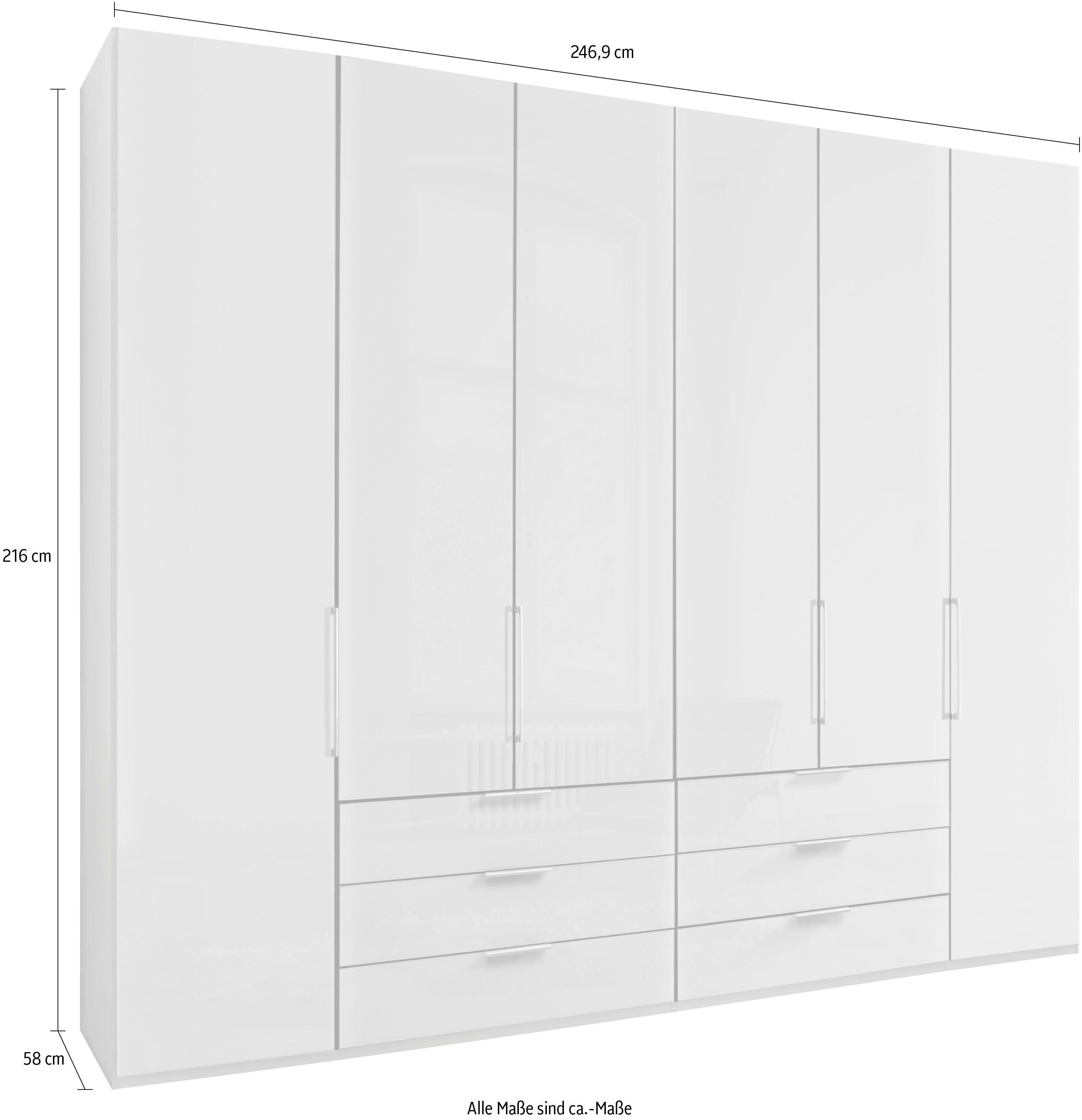 WIEMANN Drehtürenschrank Monaco mit Glasfront Dämpfung Beschläge Champagner hochwertige sowie inkl. Bianco-Eiche-Nachbildung/Glas