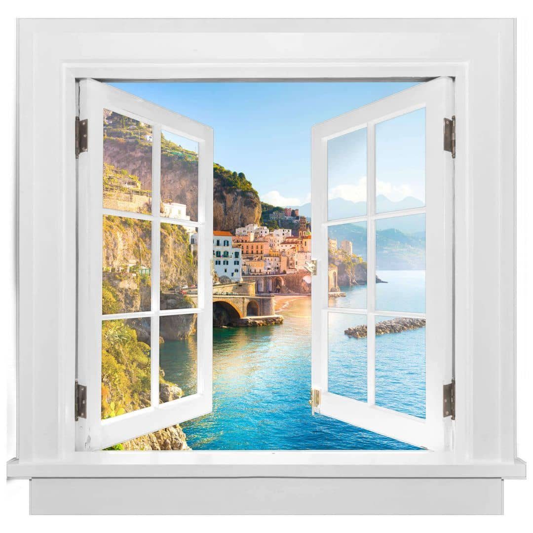 K&L Wall Art Aufkleber Küste Wandbild Deko selbstklebend Fenster Shui Feng Fischerdorf Wandtattoo 3D Italien, Wellness Wandtattoo