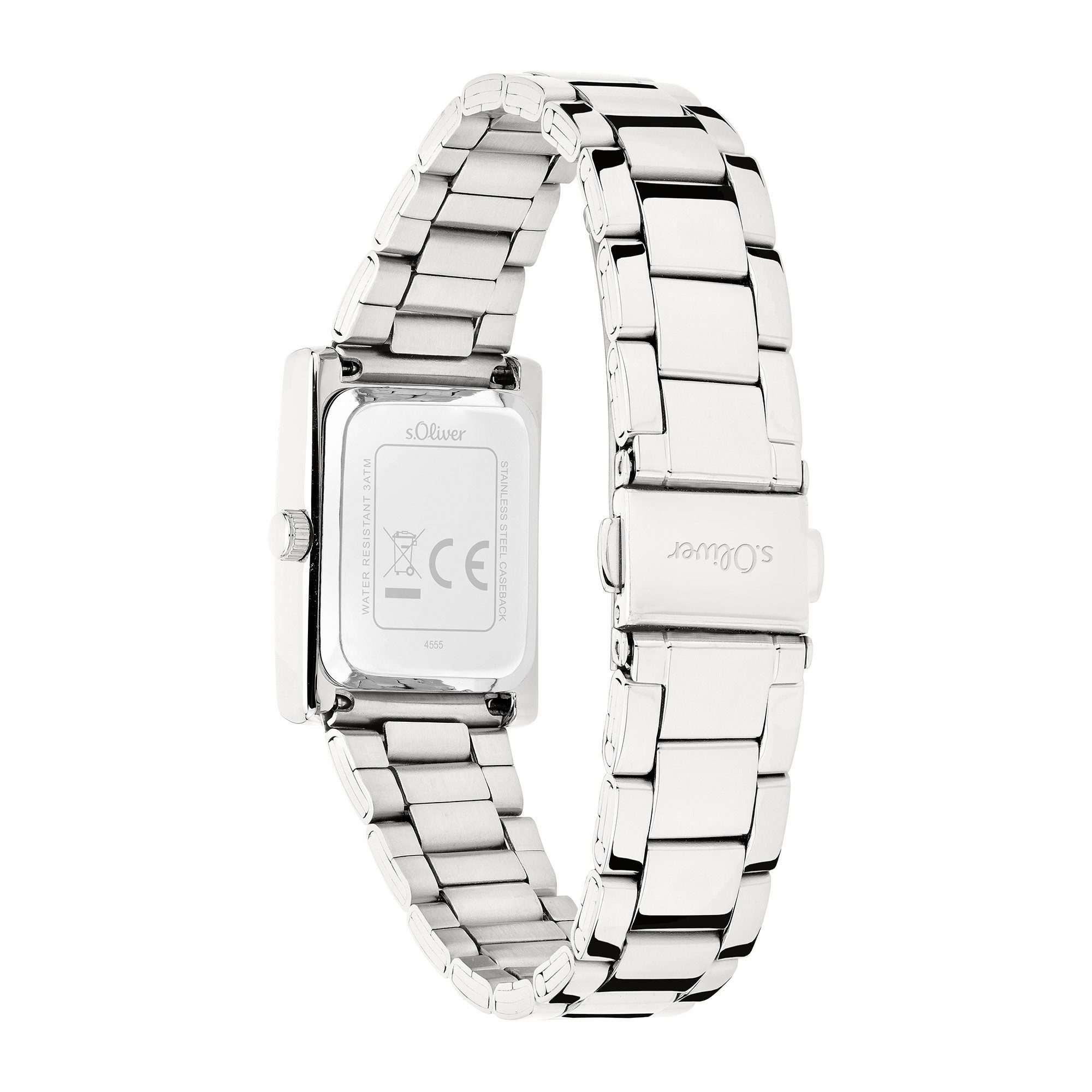 s.Oliver Quarzuhr Line Time SO-4555-MQ, Armbanduhr, Damenuhr, Edelstahlarmband, analog