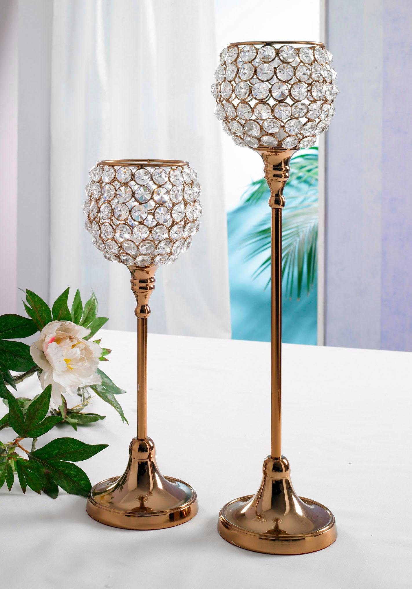 Home affaire Teelichthalter Kristall (Set, 2 günstig online kaufen