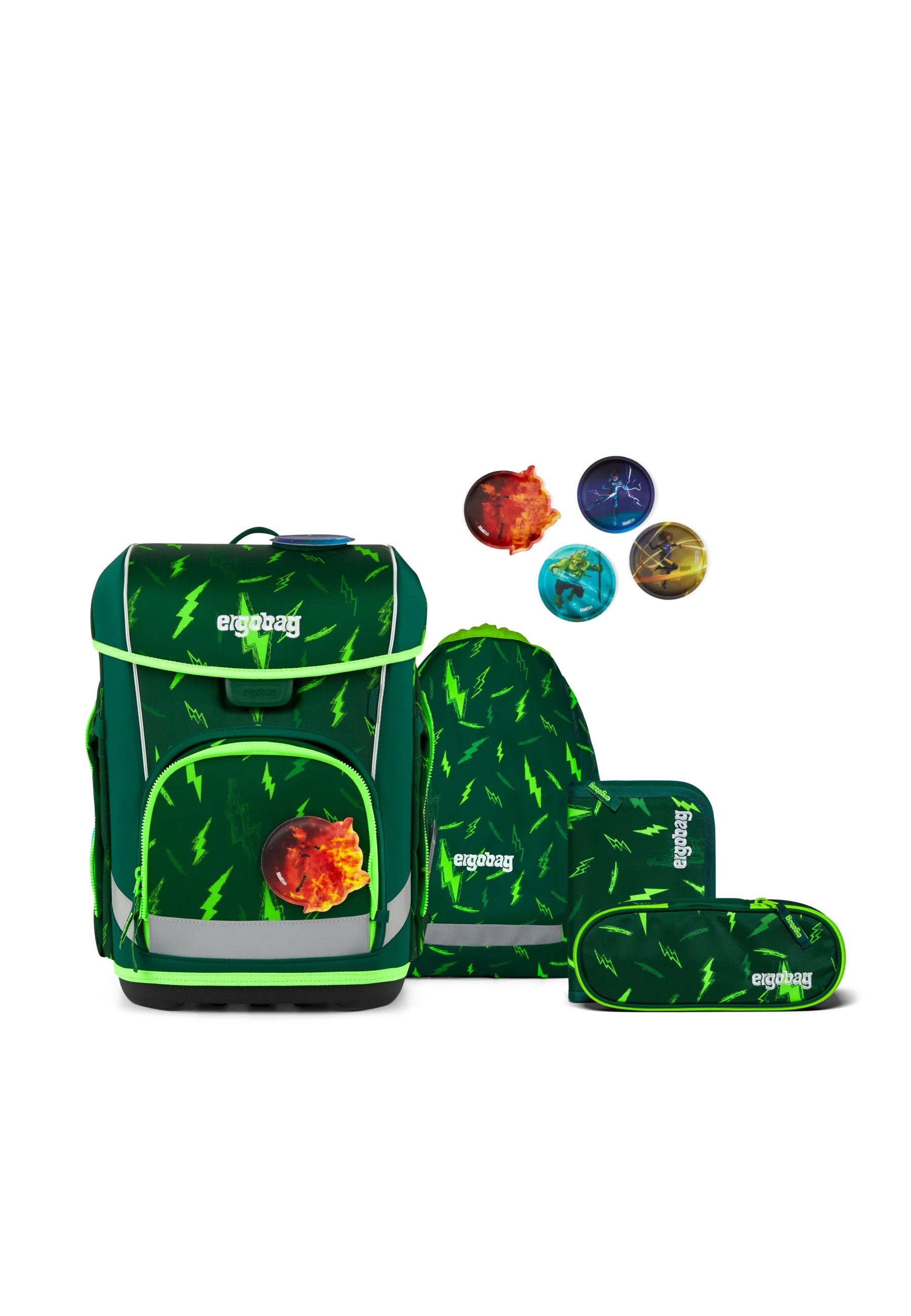 ergobag Schulranzen cubo light Set (6-tlg., 5-teiliges Set), wiegt nur 780g