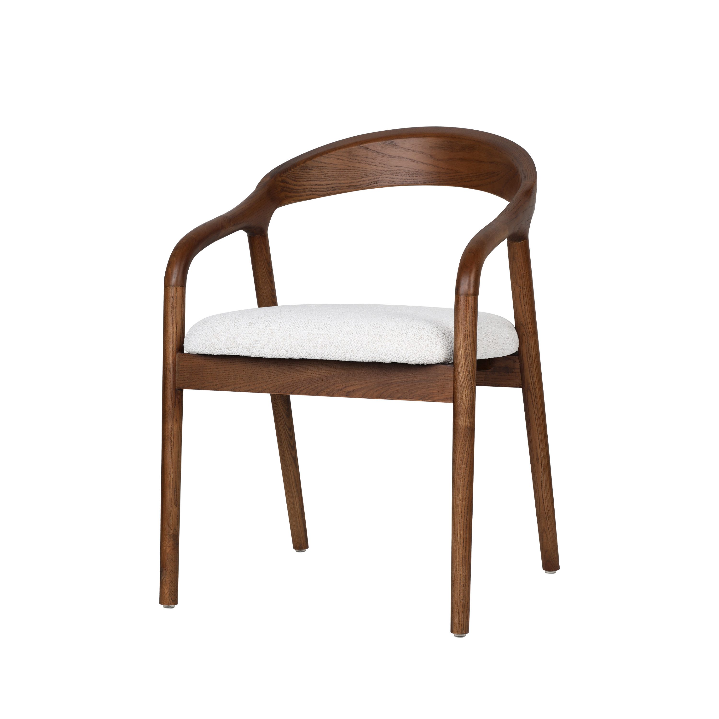 VECHOO Esszimmerstuhl Zeitloser, halboffener Eschenholzstuhl Roland mit Armlehnen (1 St), walnussfarbene Oberfläche