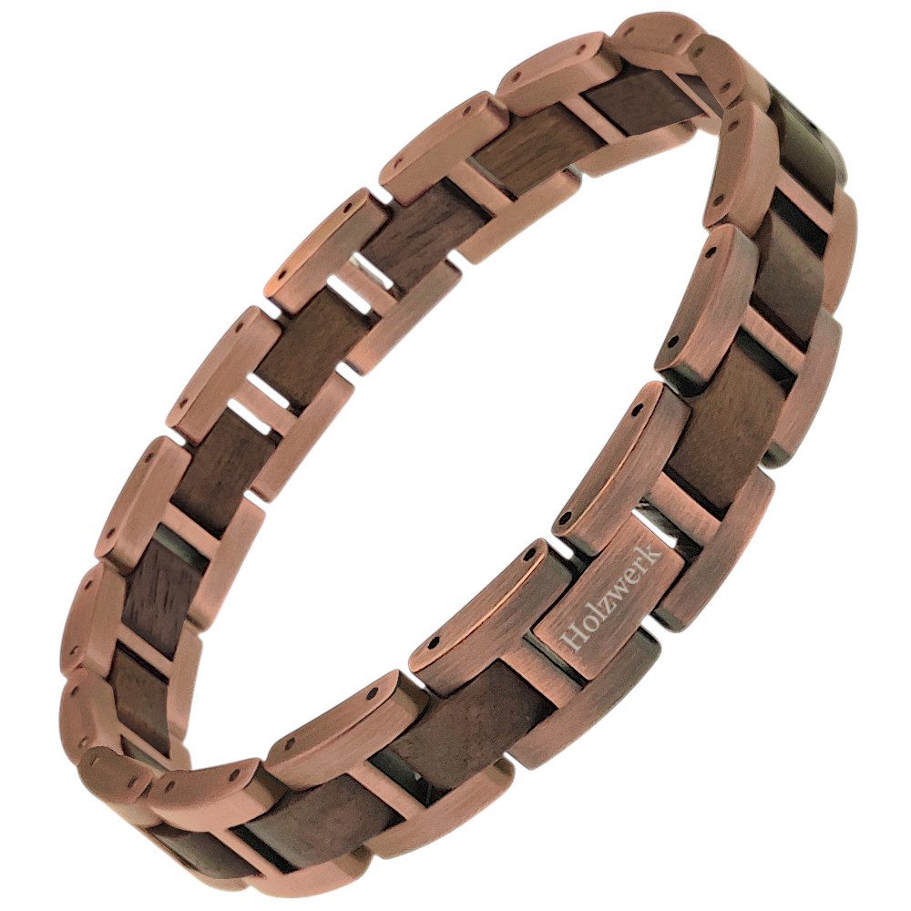 Holzwerk Edelstahlarmband Designer Holz Armband, Armkette Gliederarmband, Holz Unikate inkl. Armbandkürzer, ideal als Geschenk