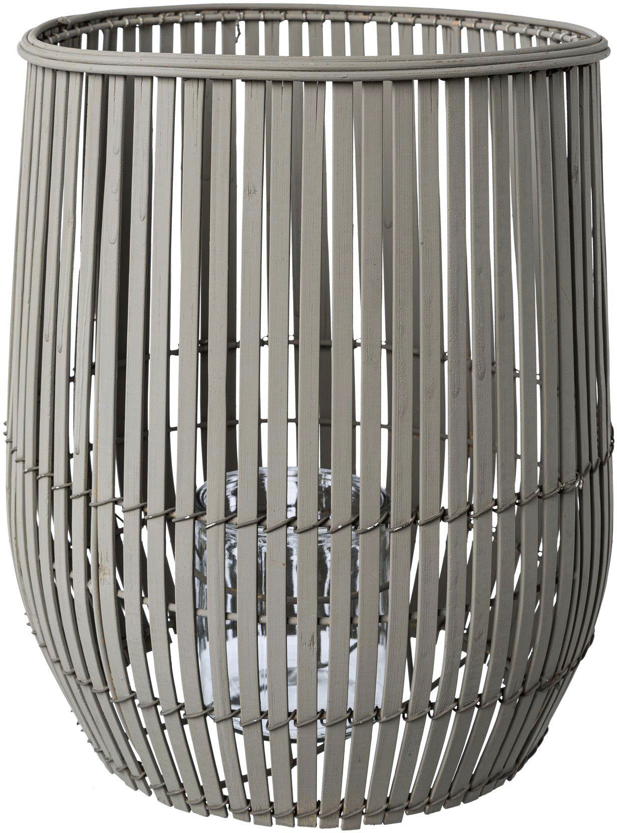 Creativ home Windlicht Kerzenhalter Bambus (1 St), Höhe ca. 30 cm grau | Windlichter