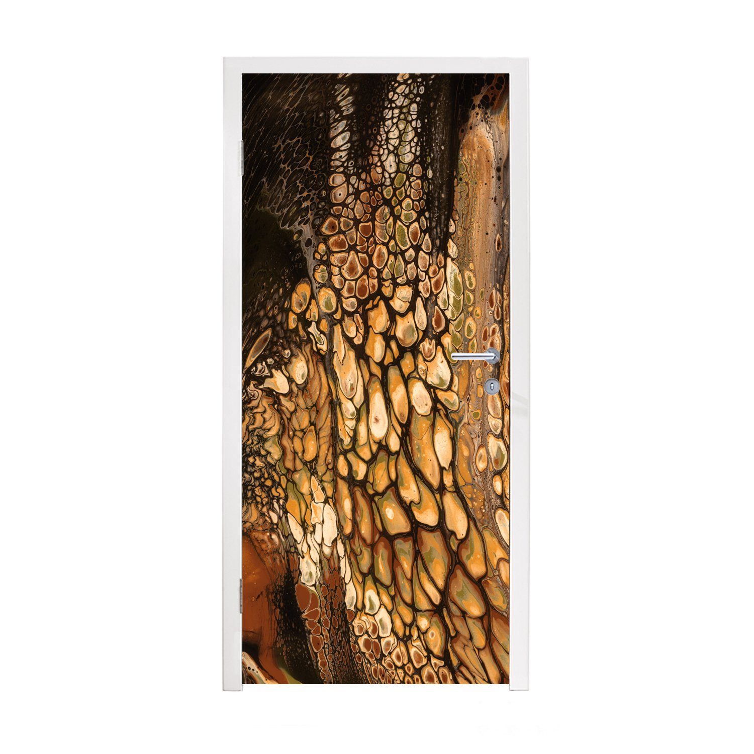 MuchoWow Türtapete Farbe - Braun - Farbe gießen, Matt, bedruckt, (1 St), Fototapete für Tür, Türaufkleber, 75x205 cm