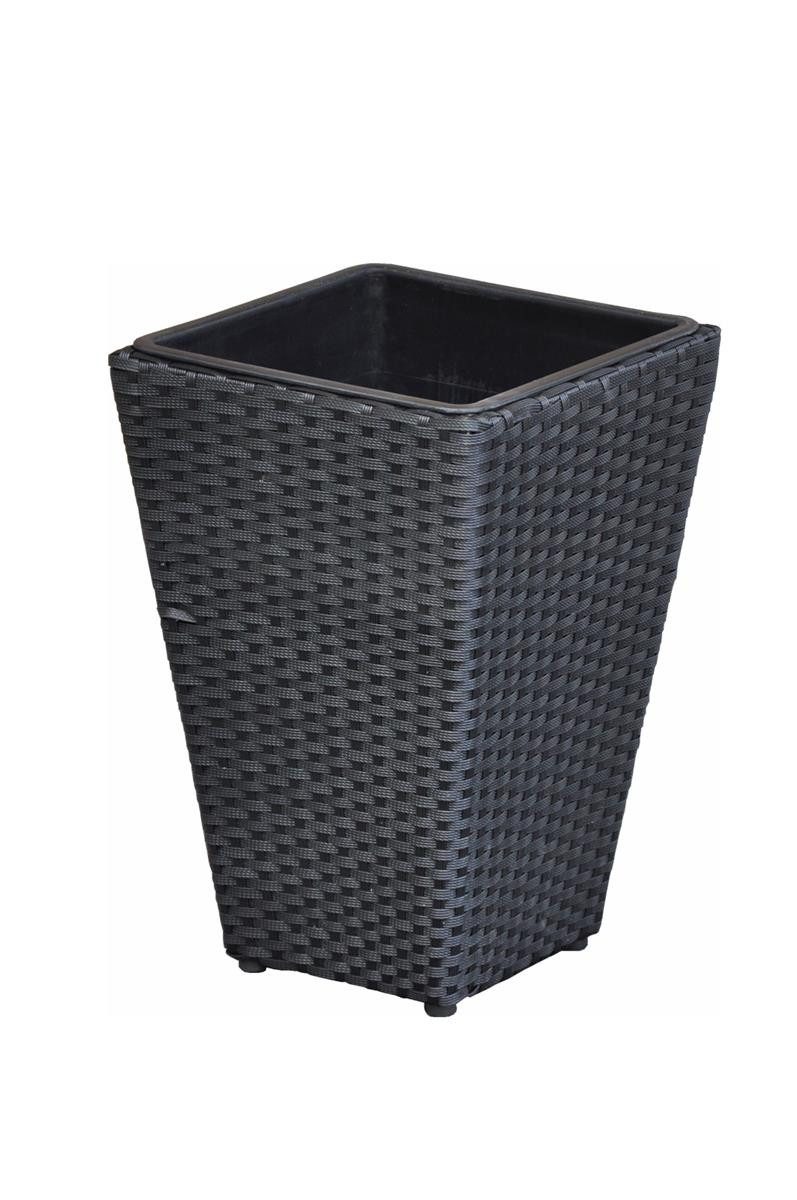 dazikemo Blumenkasten Pflanzkübel Sansscouci Poly Rattan 40 cm schwarz