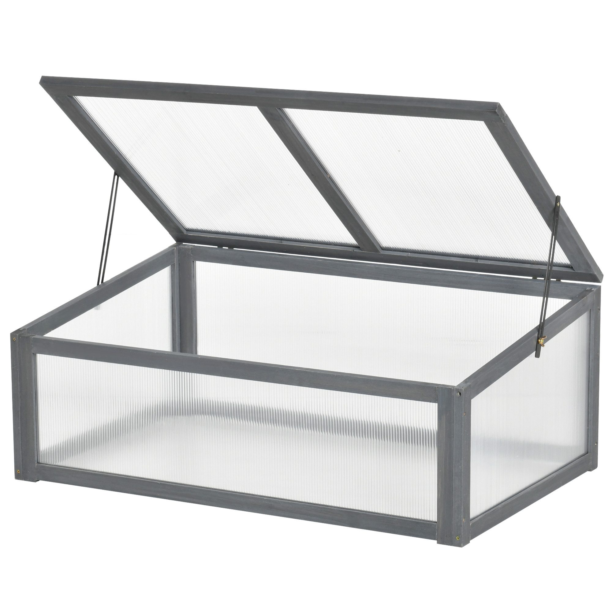 CHICFURN Gewächshaus Mini Frühbeet mit PC-Platten 100x65x40 cm, Packung, Kompaktes Pflanzenhaus für Garten Balkon und Terrasse, Mit lichtdurchlässigen Hohlkammerplatten und Klappdeckel