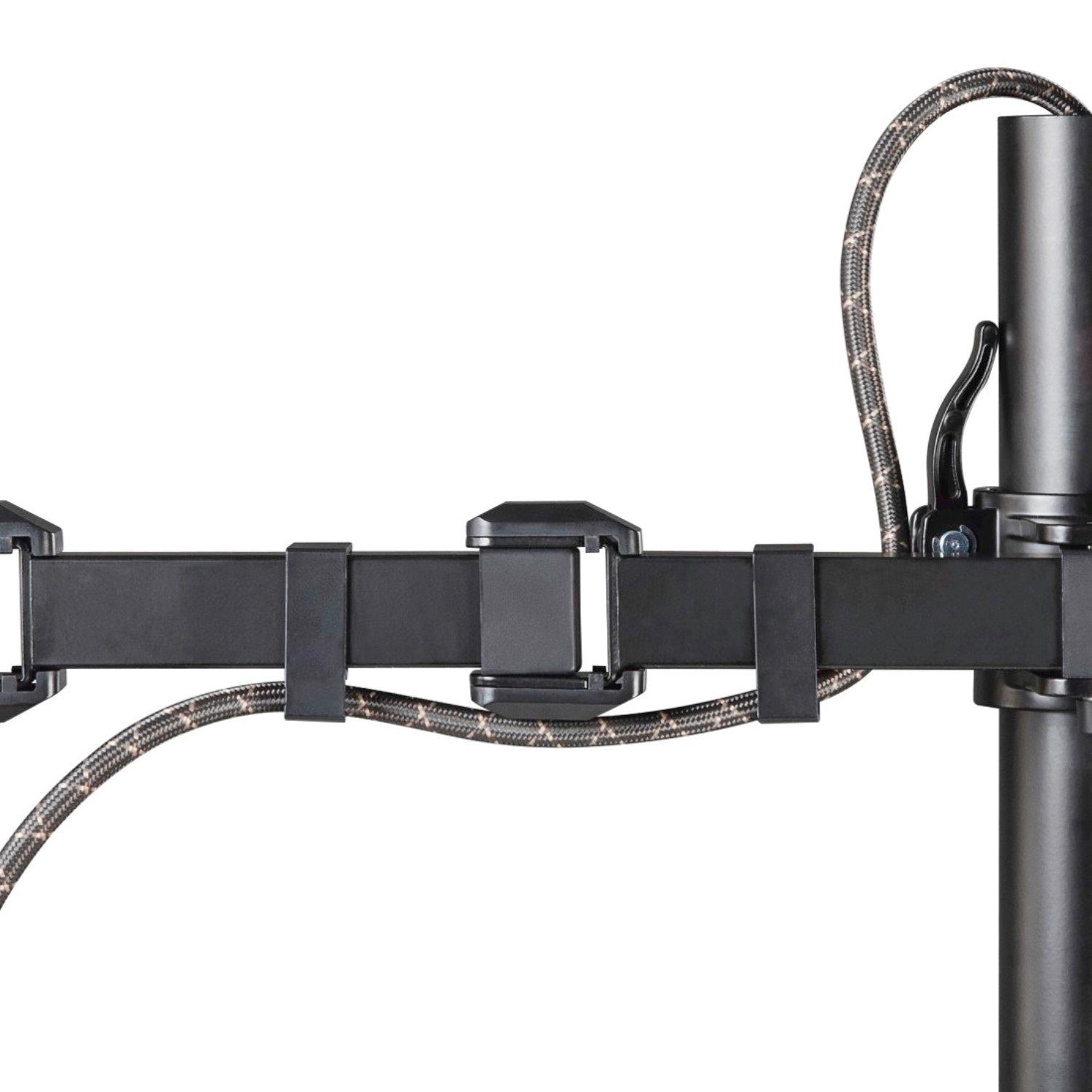 Hama Monitor-Halterung Dual Monitorarm mit 2x Schwenkarm Schwarz, (Schwenkbar Tisch-Befestigung VESA-Formate bis 100x100 2x Monitor)