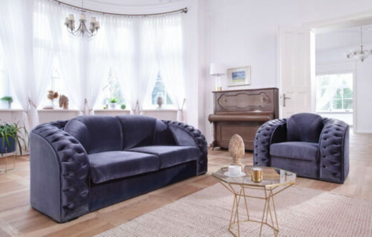 JVmoebel Sofa, Klassische Chesterfield Couch 3+2 Sitzer Set Sofa Garnitur Samt