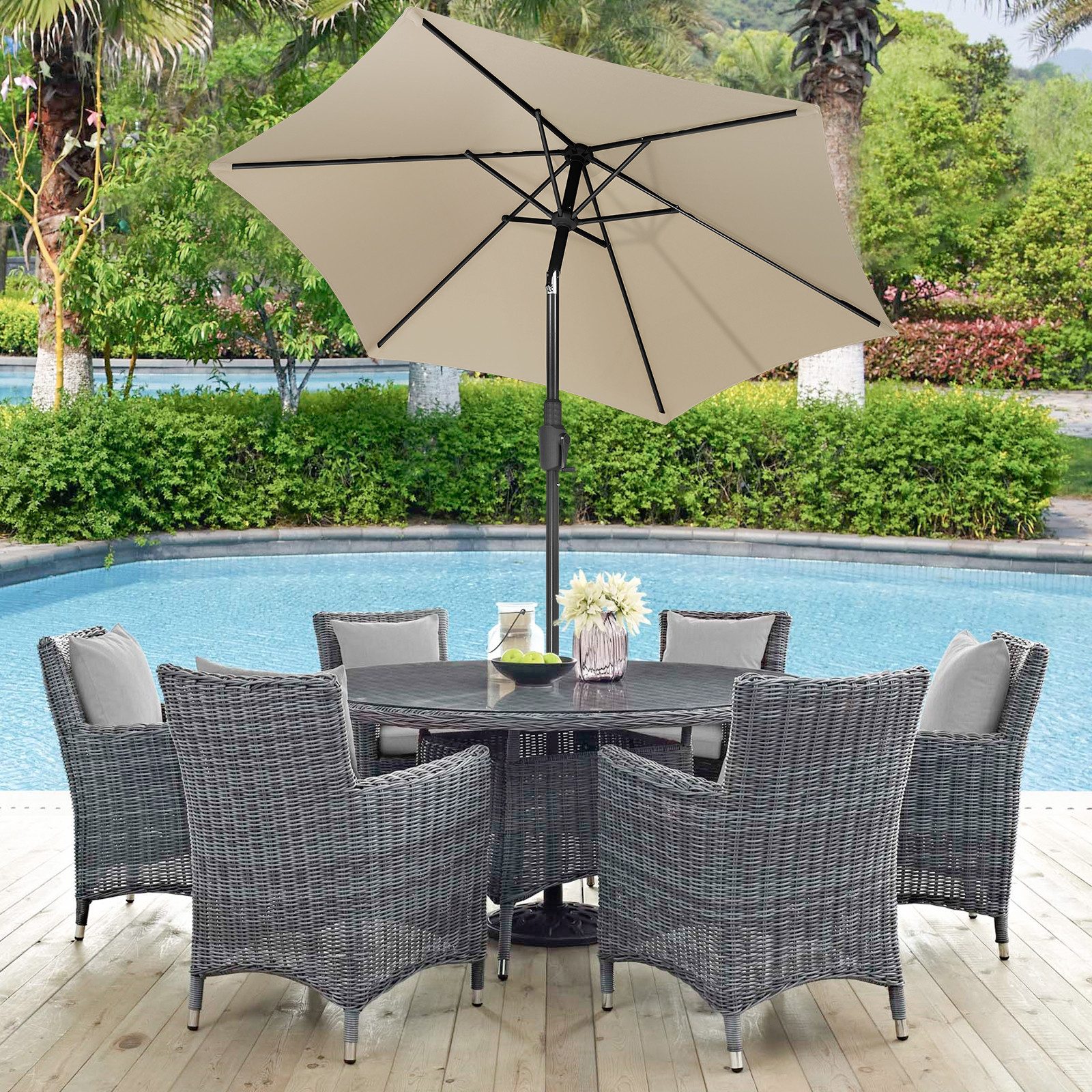Sekey Sonnenschirm Gartenschirm mit Kurbel ∅ günstig online kaufen