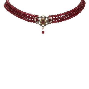 Alpenflüstern Collier Trachten-Perlen-Kropfkette Hedwig (rot), - nostalgische Trachtenkette Damen-Trachtenschmuck Dirndlkette