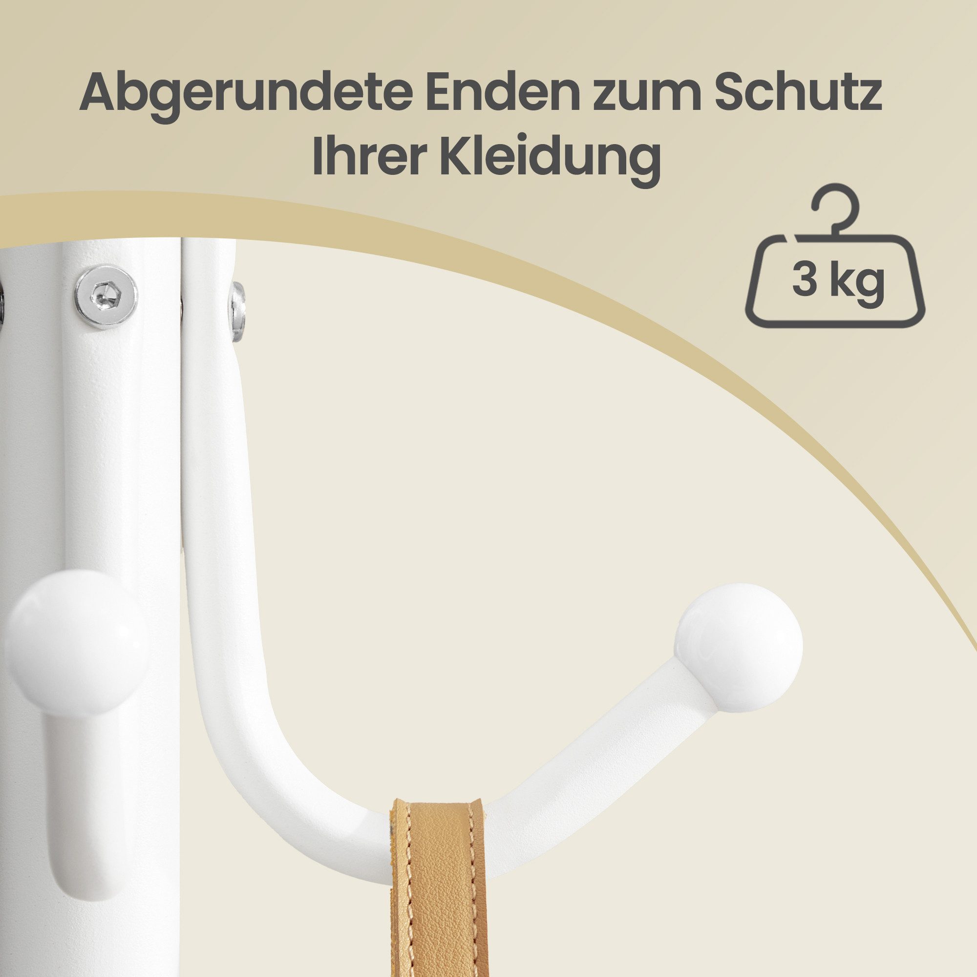SONGMICS Garderobenständer Freistehender Kleiderständer aus Stahl mit Marmorfuß, 30 x 30 x 173 cm, für Flur und Schlafzimmer, Jackenständer – Bild 5 von 5