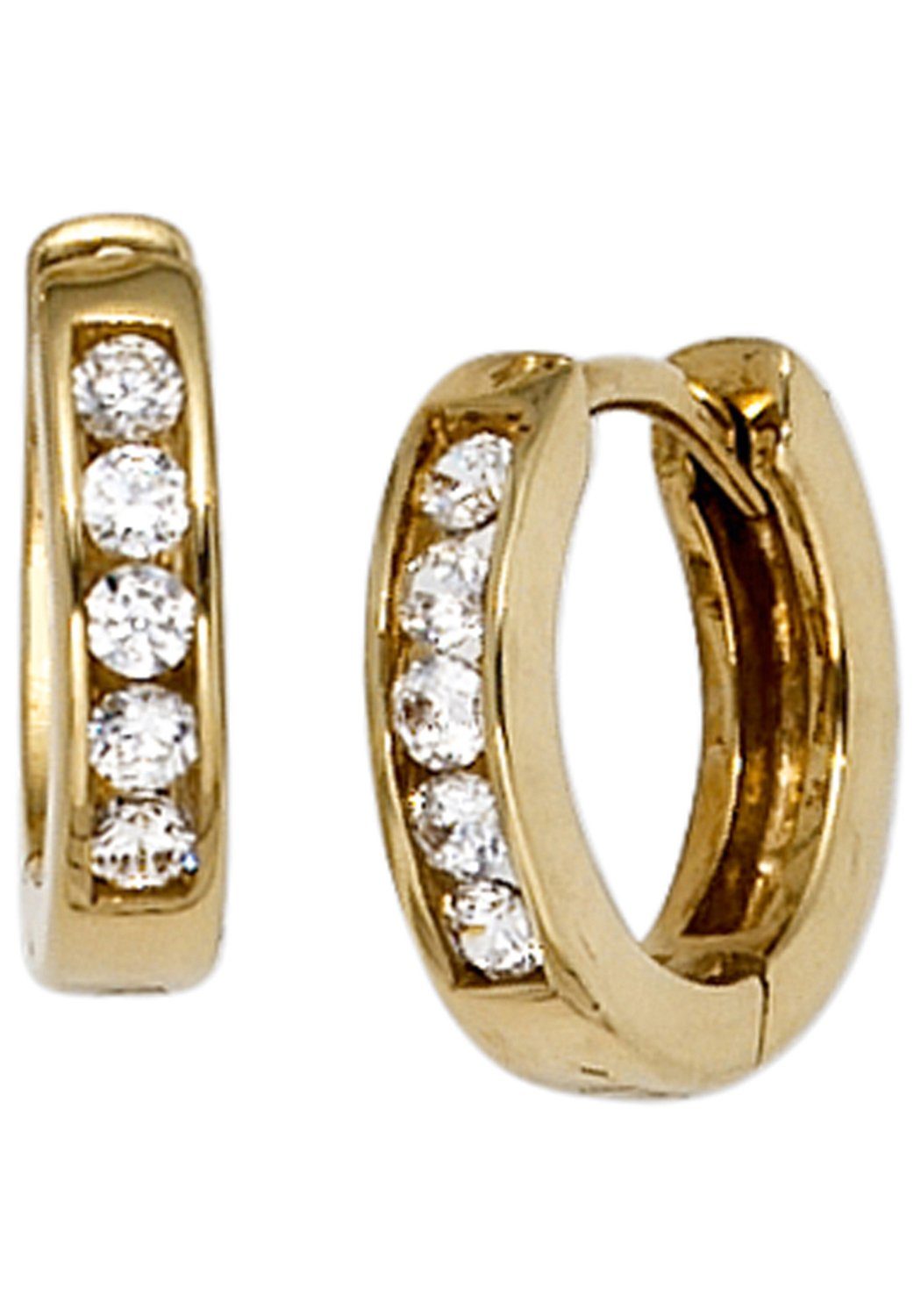 JOBO Paar Creolen, rund 333 Gold mit Zir...