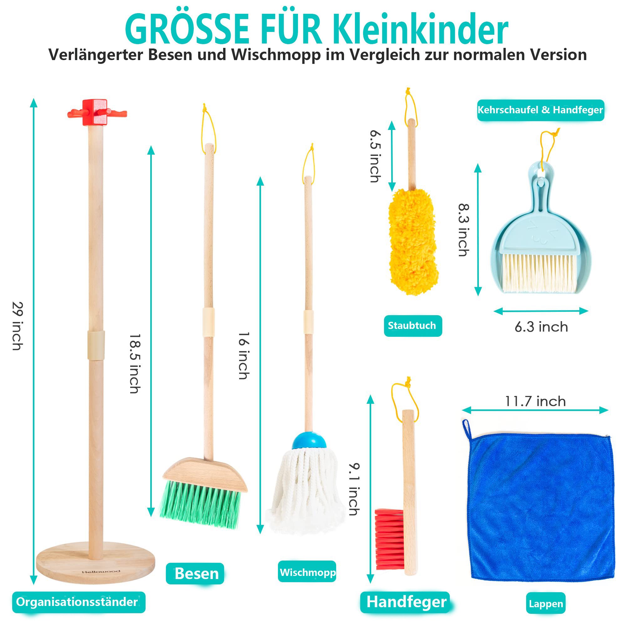 CLTYQ Kinder-Besen Spielzeug-Putzset, Reinigungsspielzeug-Set für Kinder, Rollenspiel, Besen und Kehrschaufel, Kinder Putzset, Kinderbesen Set ab 3 Jahre – Bild 3 von 5