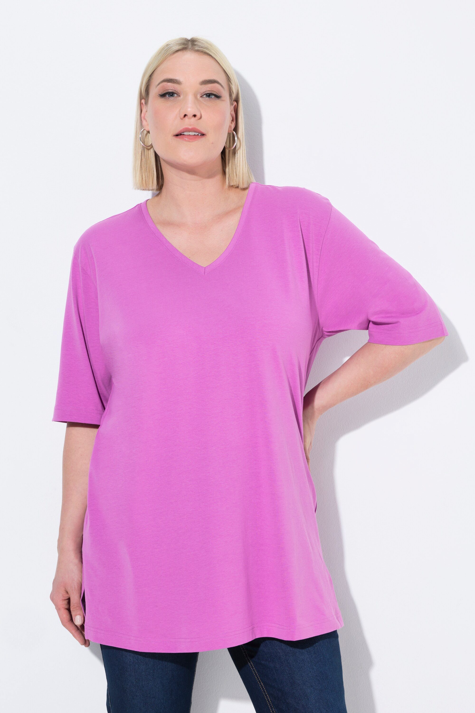 Ulla Popken T-Shirt T-Shirt V-Ausschnitt Relaxed günstig online kaufen