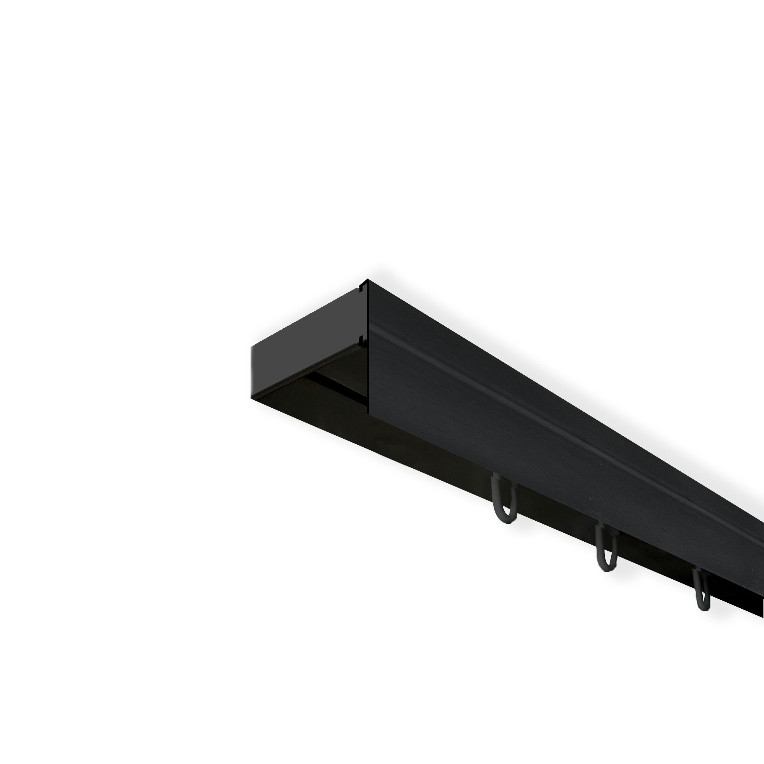 Vorhangschiene SH Set, schwarz, mit 5 cm Blende, SN DECO GROUP, 1-läufig, Fixmaß, Verschraubt