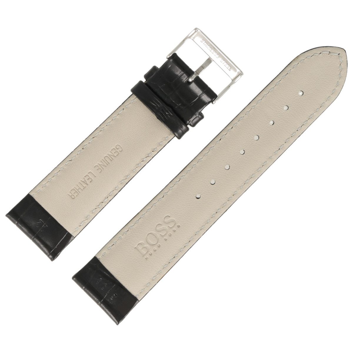 BOSS Uhrenarmband 22mm Leder Schwarz 659302186