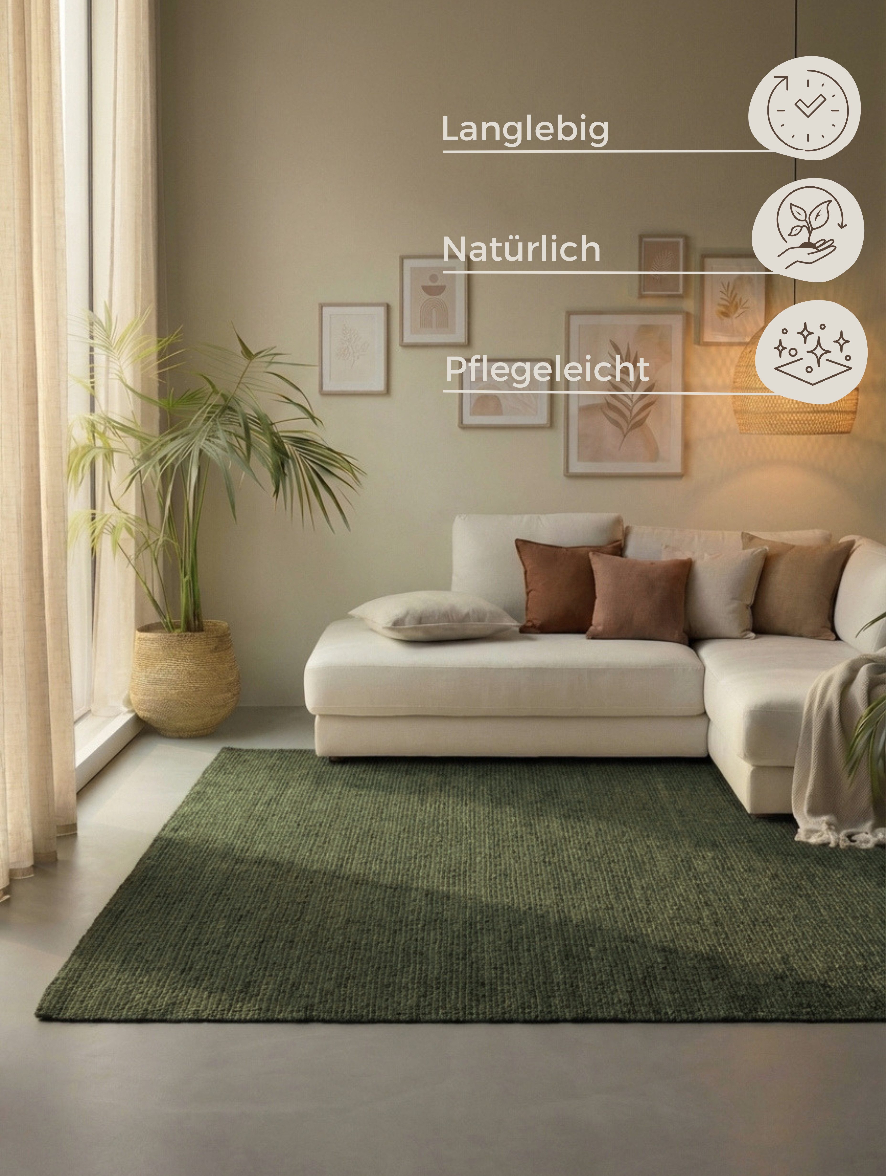 HANSE Home Teppich Jaipur Juteteppich, als Läufer und in Rund, rechteckig, Höhe: 10 mm, 100% Naturfaser, Wohnzimmer, Esszimmer, Schlafzimmer, GRS