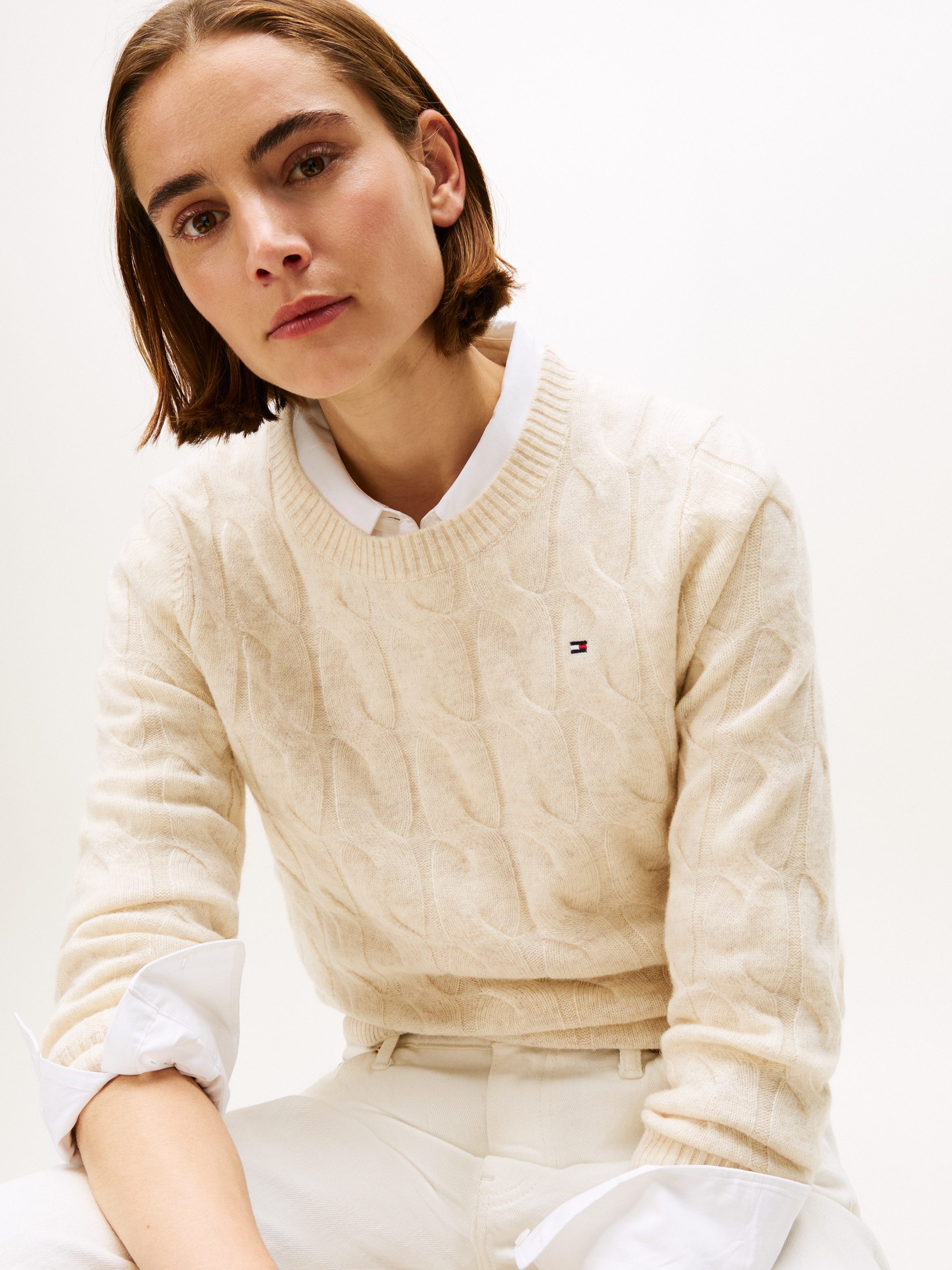 Tommy Hilfiger Strickpullover SOFT WOOL CABLE C-NK mit Zopfmuster, aus rein günstig online kaufen