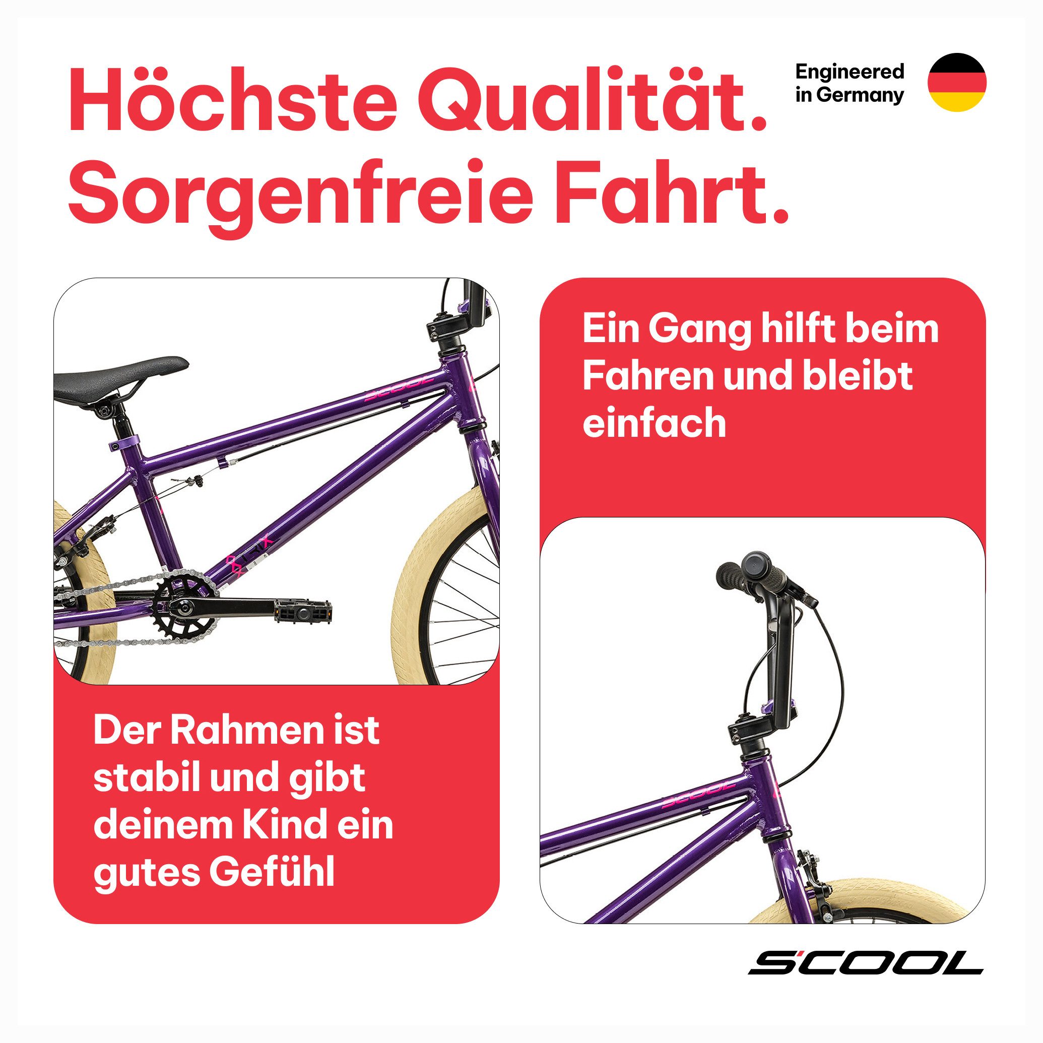 S’COOL BMX-Rad XtriX 40, Kinderfahrrad, 1 Gang, 20 Zoll