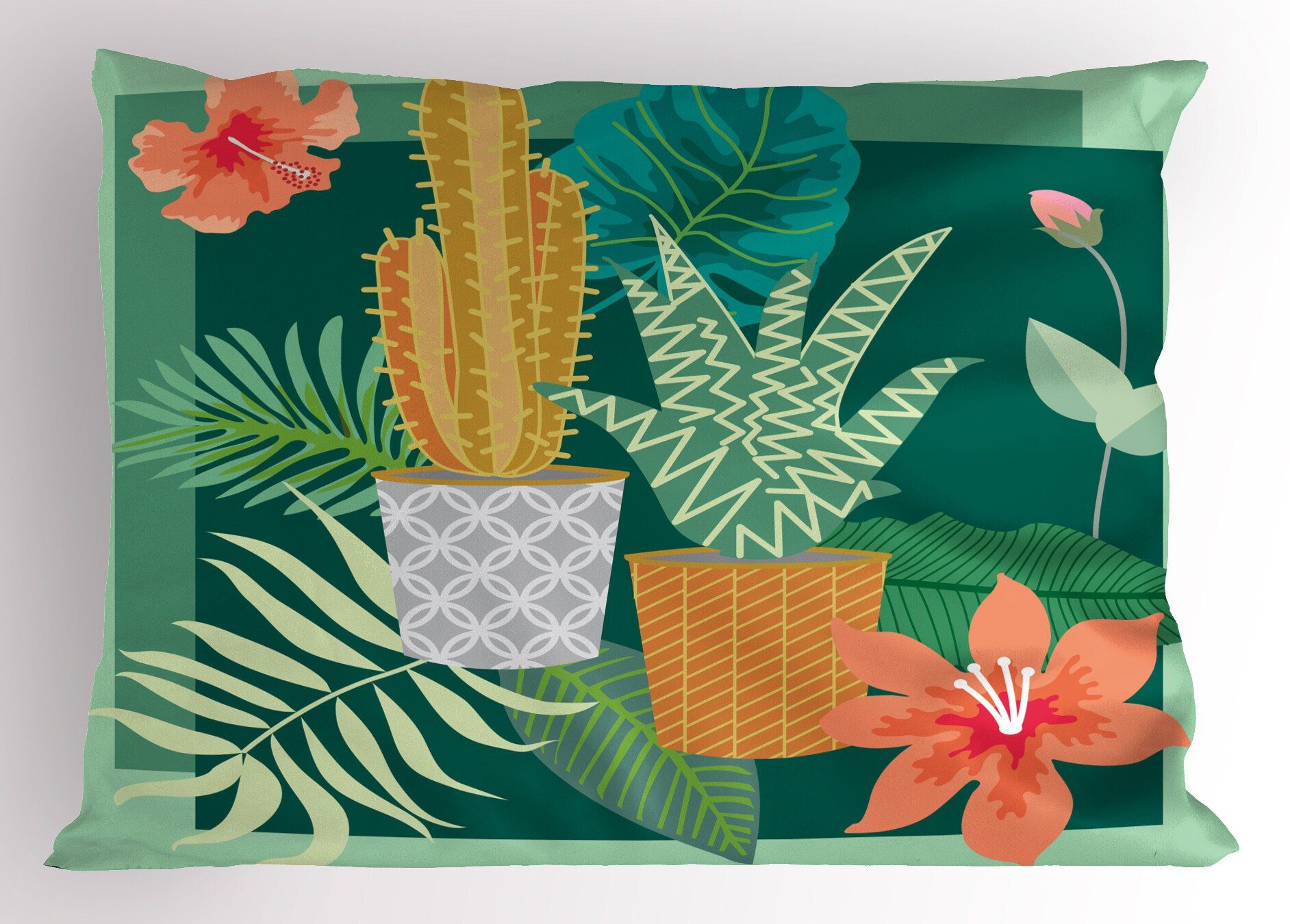 Kissenbezüge Dekorativer Standard King Size Kaktus Aloe-Blätter Stück), (1 Floral Kissenbezug, Gedruckter Abakuhaus Saftig