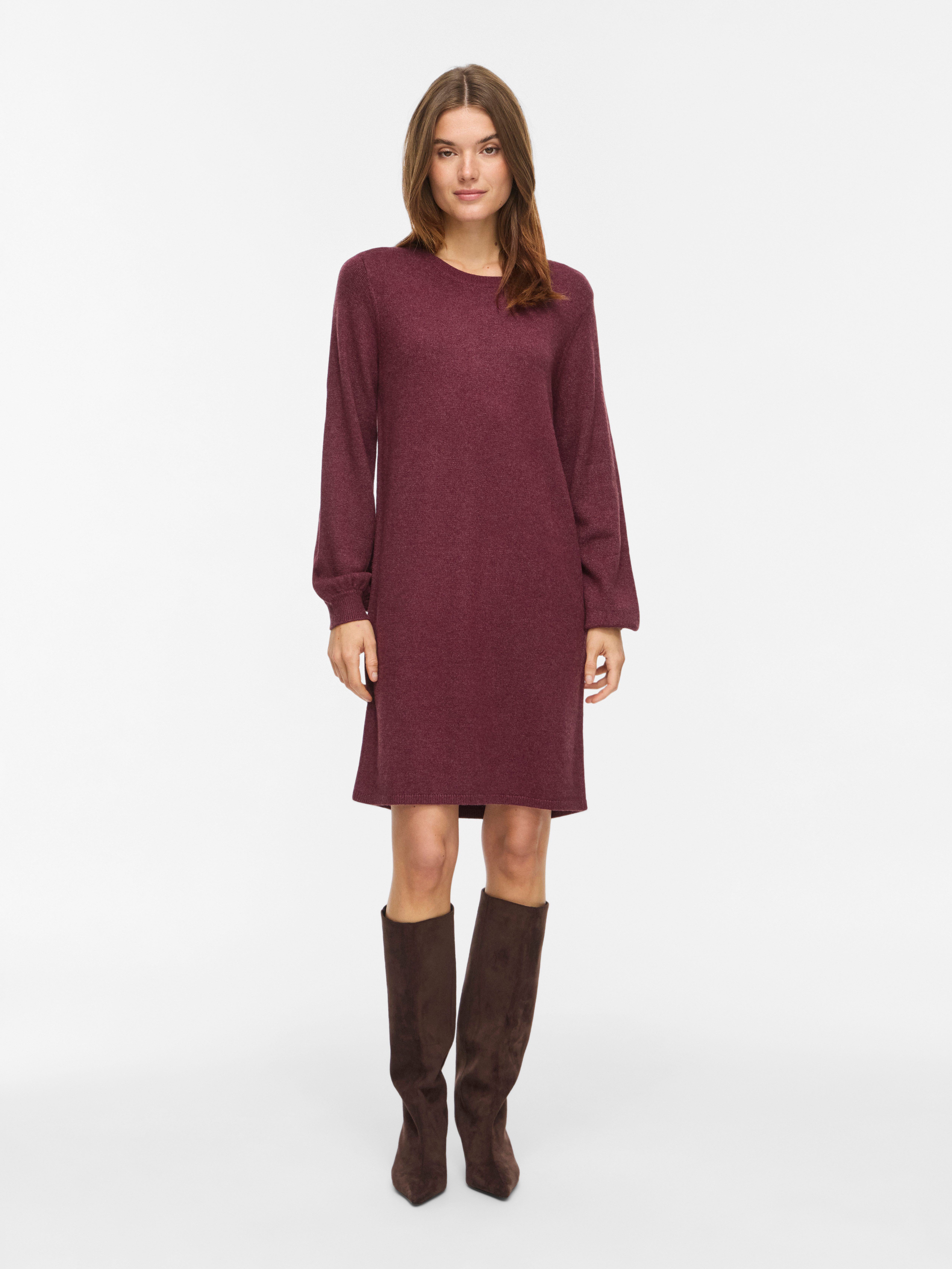 Vila Strickkleid VIRIL L/S VOLUME SLEEVE KNIT DRESS-NOOS Materialmix, normal geschnitten