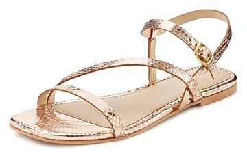 LASCANA Sandale Sandalette, Sommerschuh aus Leder mit modischer Metallic-Optik