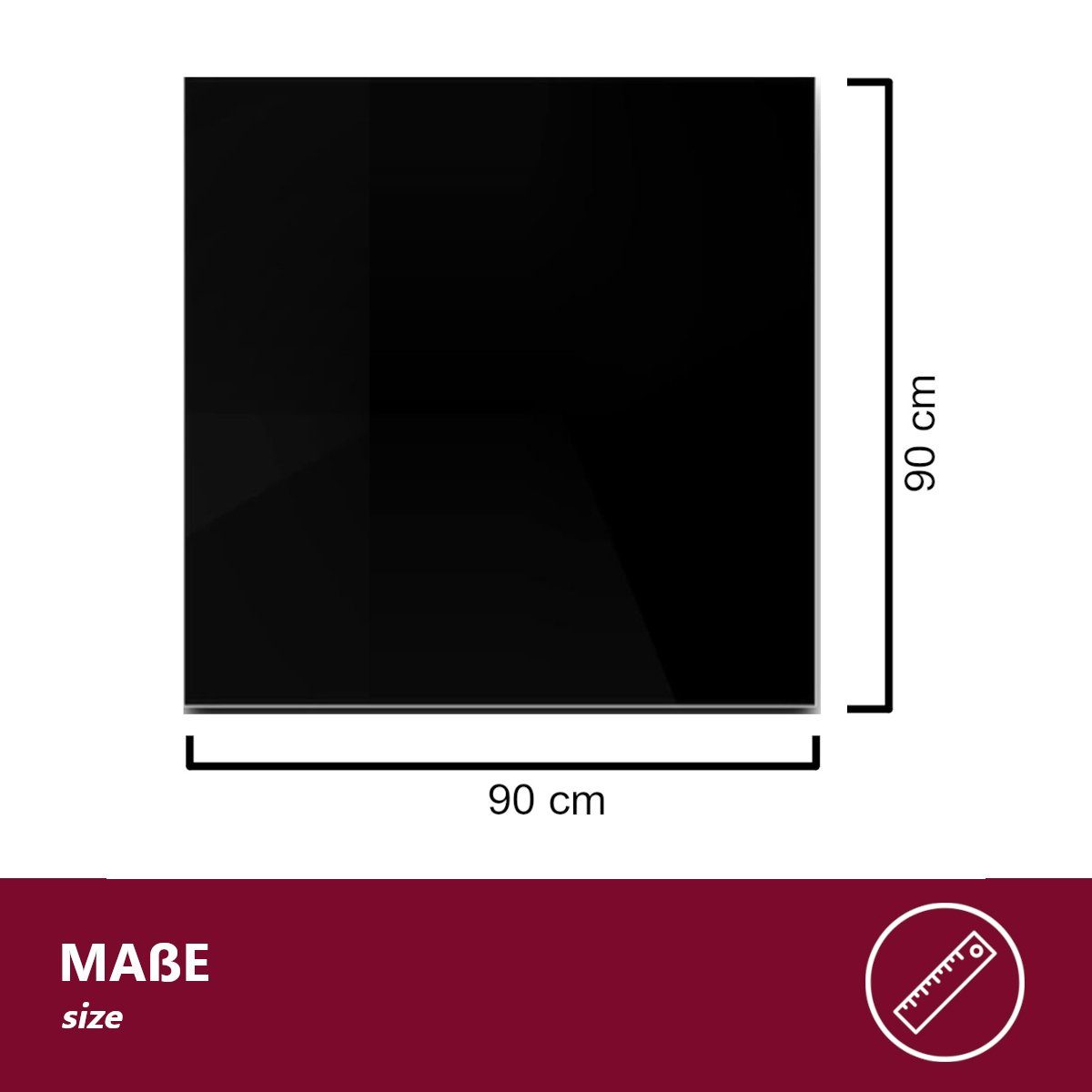 HOOZ Bodenschutzplatte aus 6mm ESG 90x90cm, quadratische Funkenschutz Fasettenschliff Schwarz, Kamin Glas, 1-St., belastbare Glasauflage, Glasplatte, Schutzglas, Bodenschutzglas für Kamin, Ofen und Boden