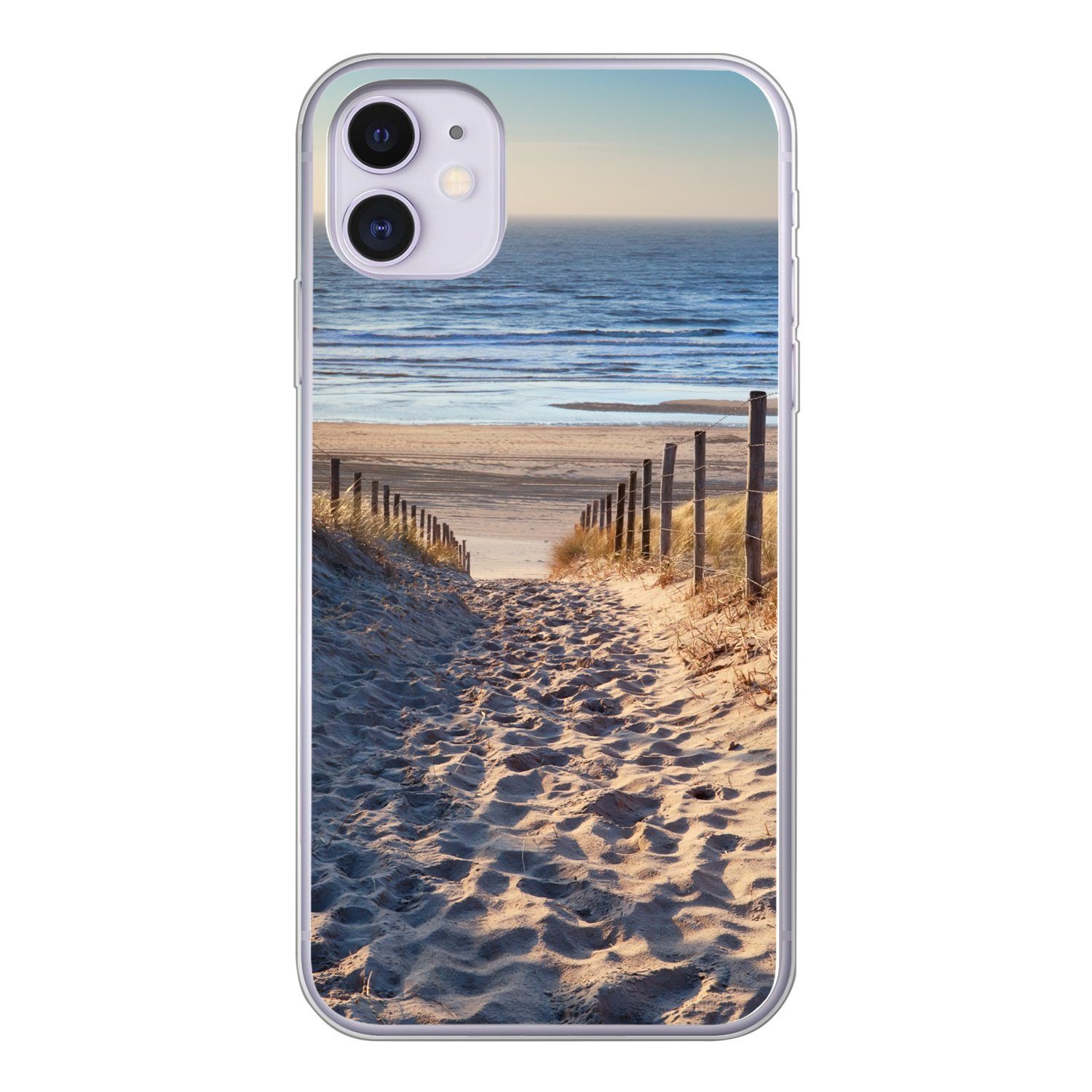 MuchoWow Handyhülle für Apple iPhone 11 Strand - Meer - Niederlande - Dünen - Sonne, Smartphone-Bumper, Print, Handy Schutzhülle Dünn