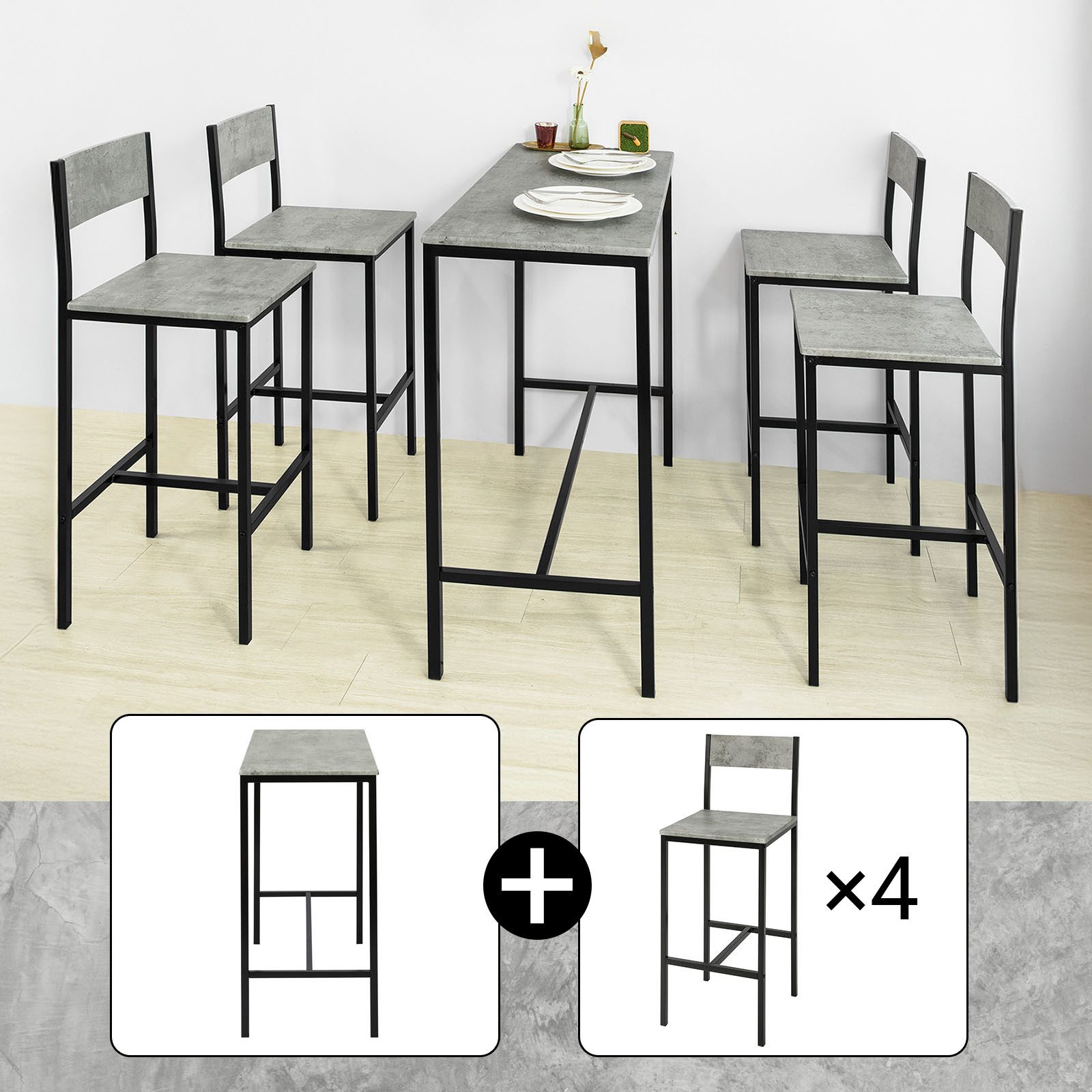 SoBuy Bartisch OGT14, Bartisch Set 5-teilig günstig online kaufen