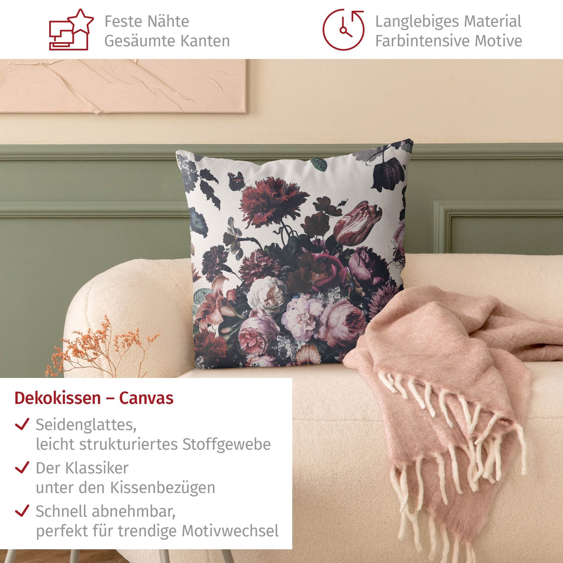 Bilderdepot24 Dekokissen drinnen Kissenhülle/ Sofakissen/ Zierkissen Kissenhülle rosa Blumen Il, Bezug mit / ohne Füllung Zierkissen Outdoor Sofa Bett
