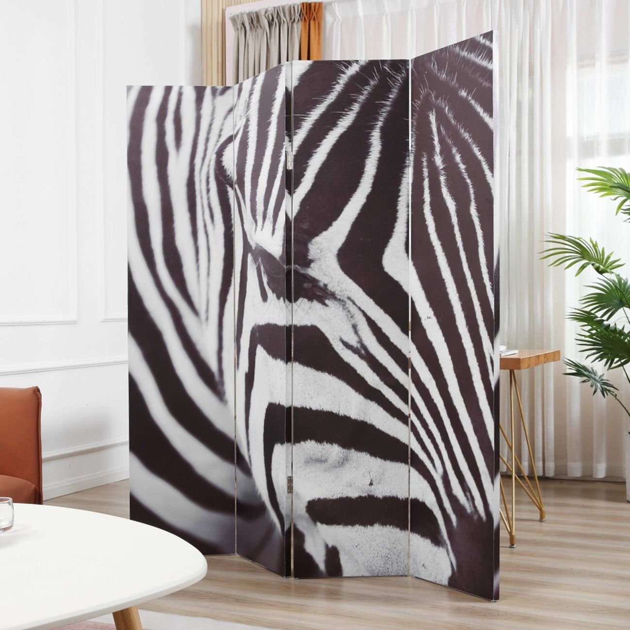 Makika Paravent Trennwand / Raumteiler Faltbar - Zebra