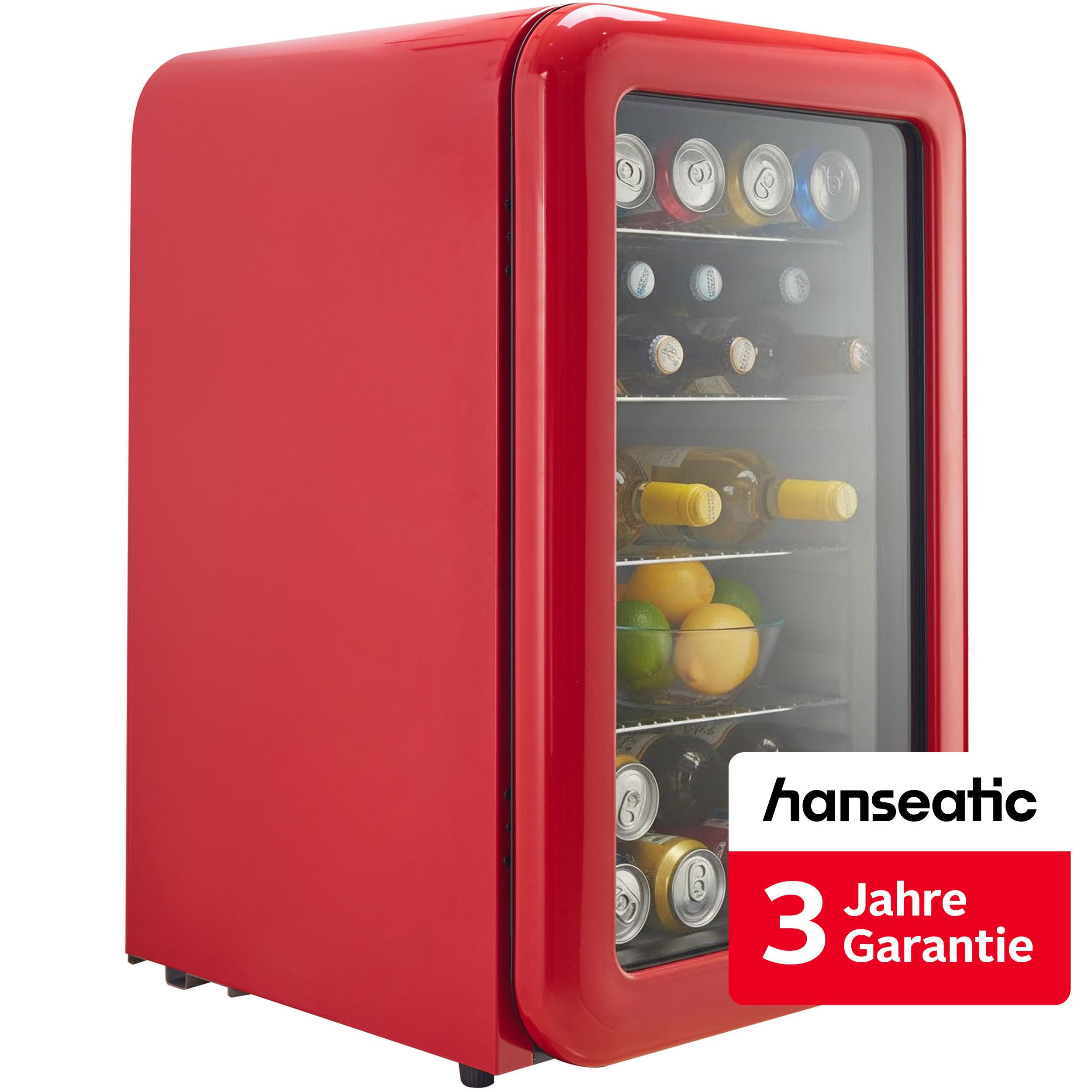 Hanseatic Getränkekühlschrank HBC115ERRH red, 83,5 cm hoch, 55 cm breit, inkl. 3 Jahre Herstellergarantie