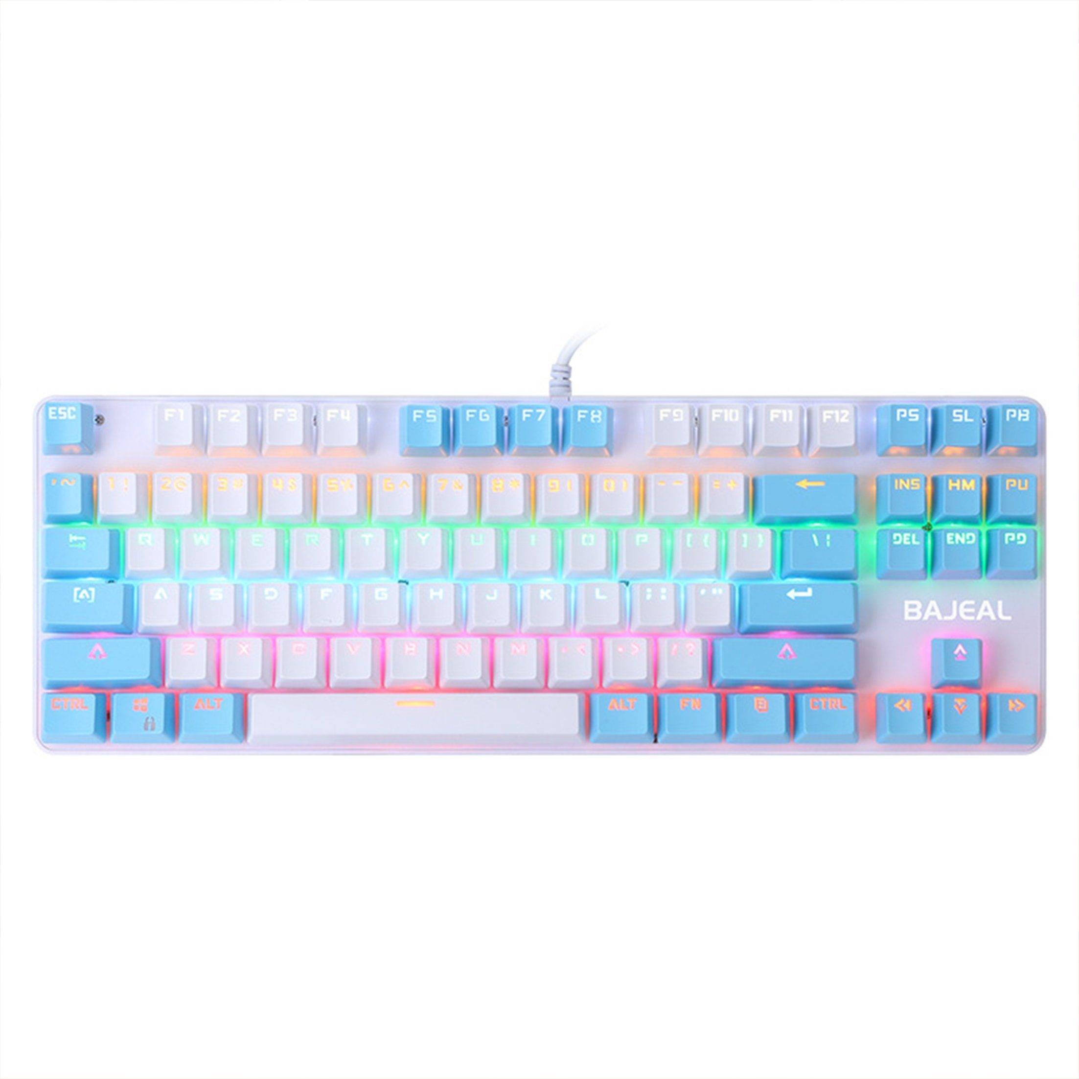 KINSI Mechanische Gaming Tastatur 87 Tasten – RGB Beleuchtung PC-Tastatur (Zweifarbiges Tastatur,Für PC,Mac)