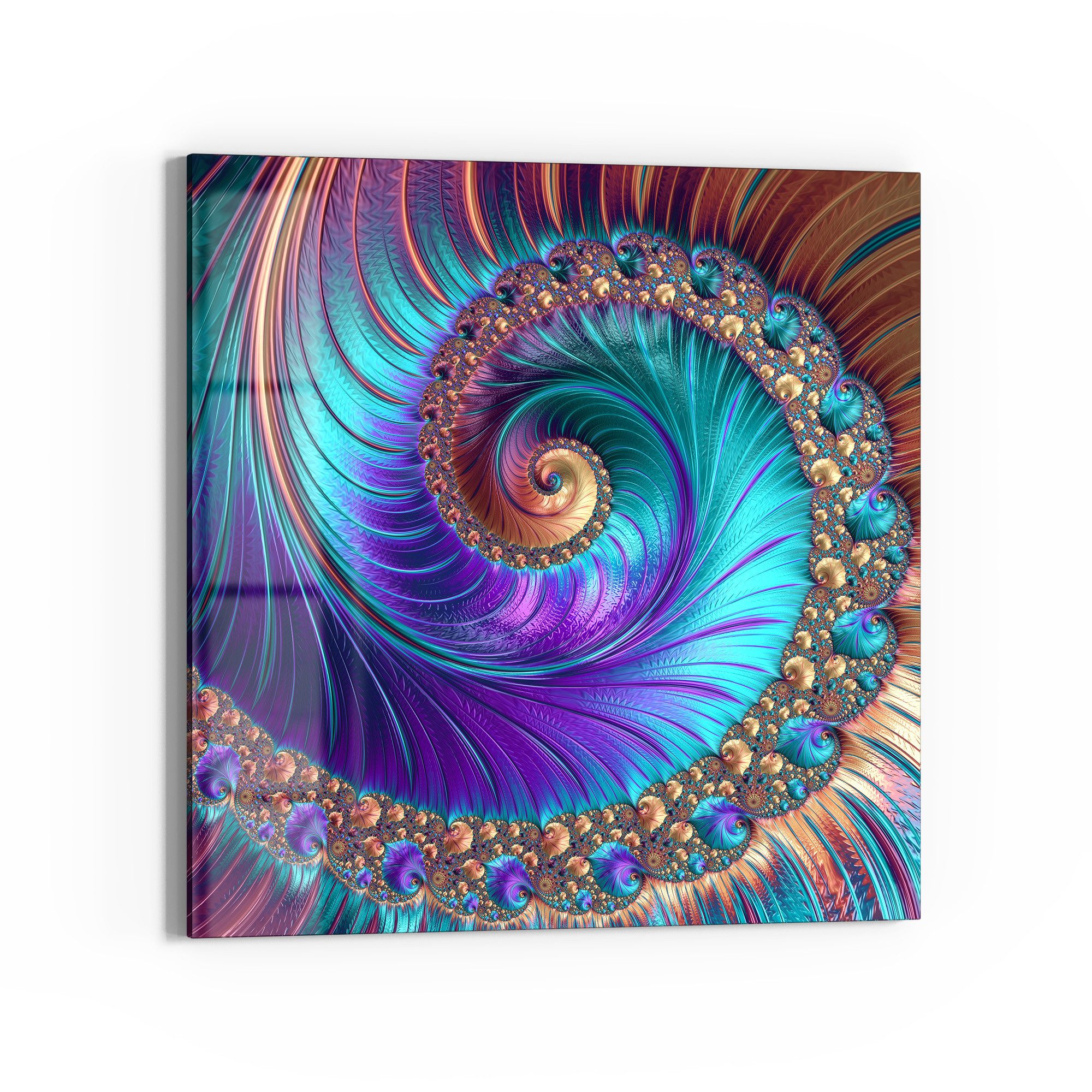DEQORI Glasbild 'Fantasievolle Farbspirale', 'Fantasievolle Farbspirale', Glas Wandbild Bild schwebend modern