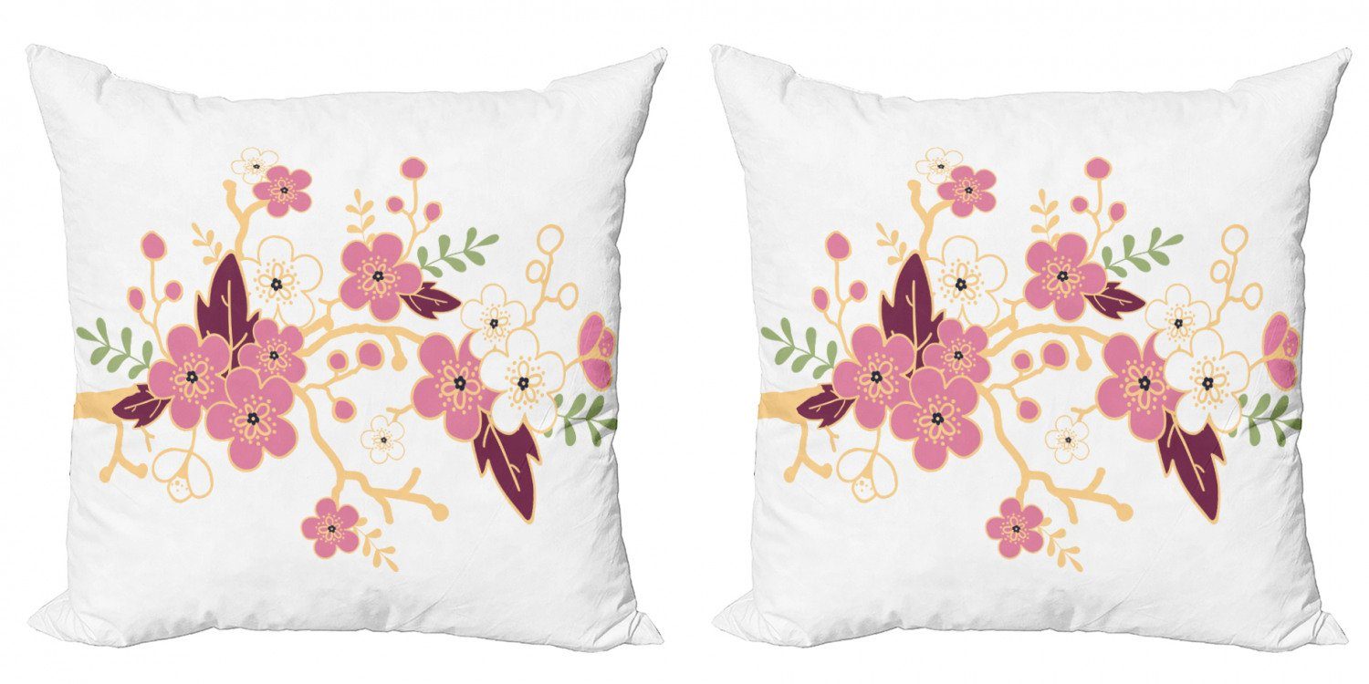 Stück), Accent Doppelseitiger Mandelblüte Gartenkunst Abakuhaus Kissenbezüge Japanische Modern Digitaldruck, (2